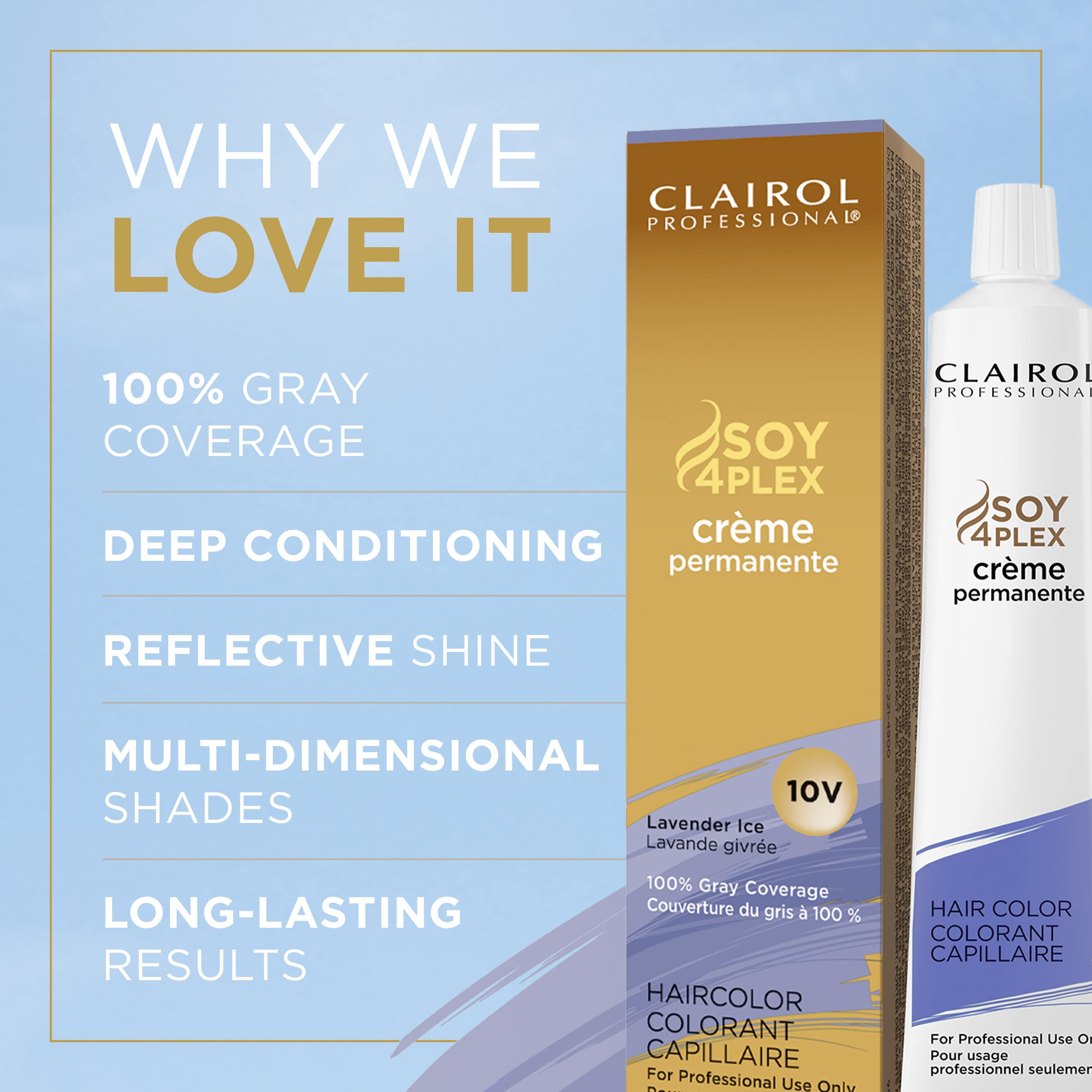 Clairol Professional Permanent Crème Hair Color, 10v Lavender Ice, 2 oz - Long-lasting, Vibrant Color, Easy Application