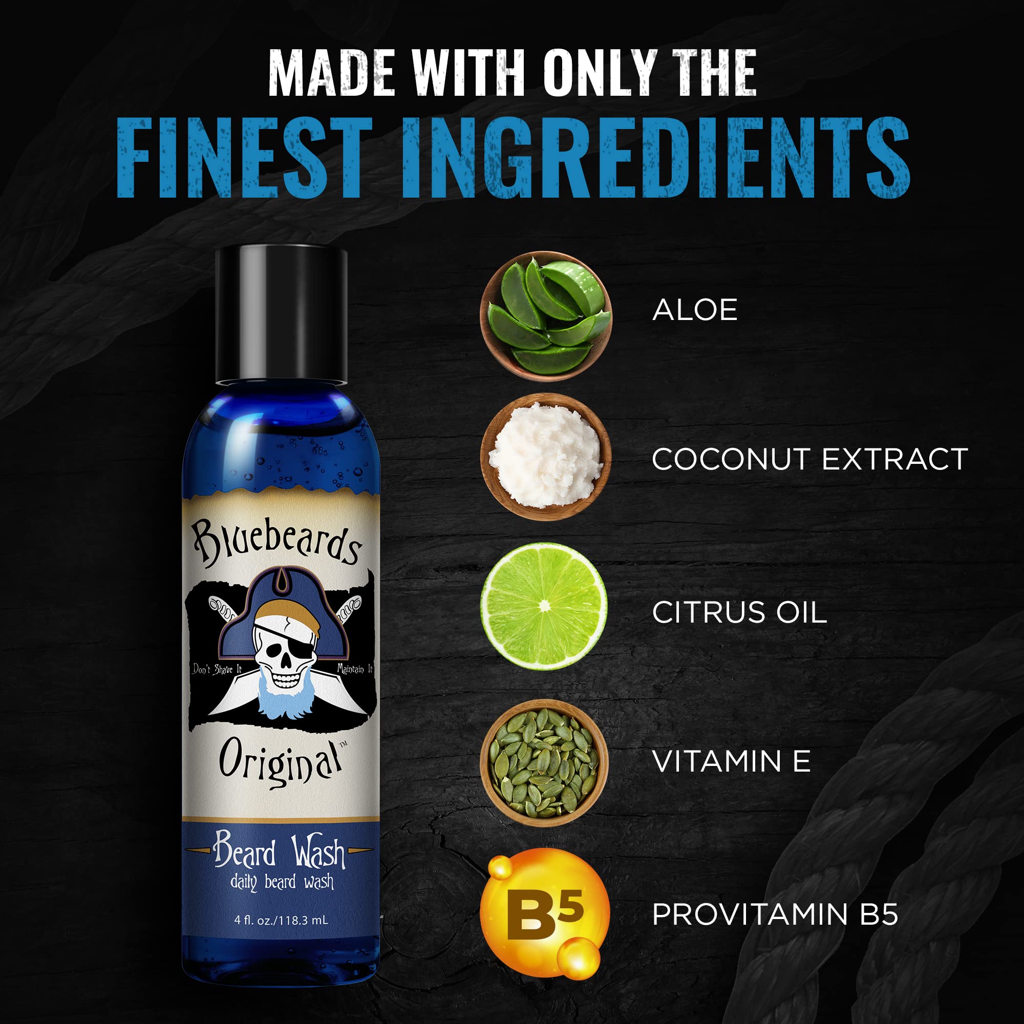 Bluebeards Original Beard Wash For Men, 4 Oz. - Natural Beard Wash And Beard Moisturizer, Infused With Aloe & Lime - Deeply Clea