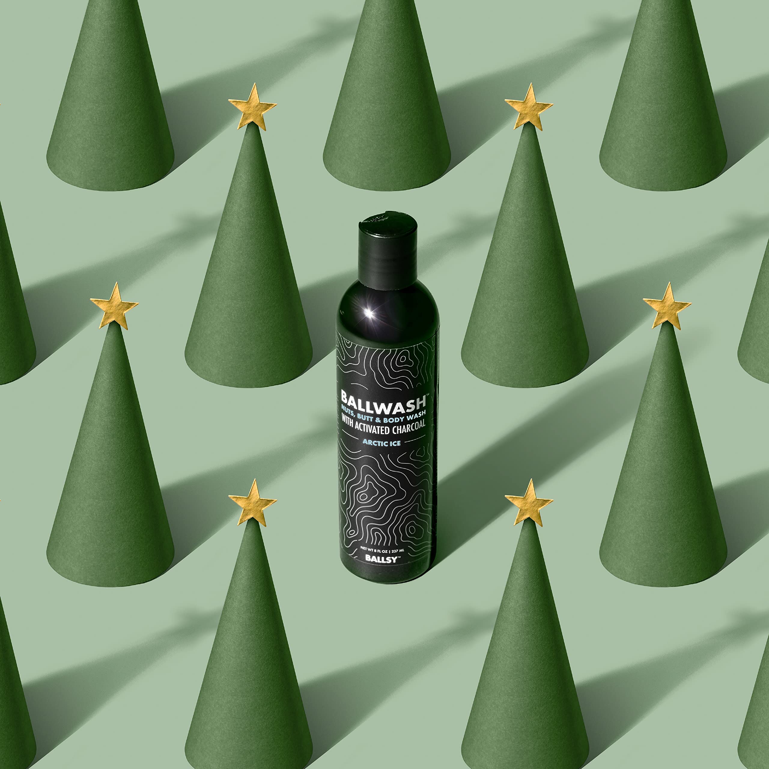 Ballsy Ballwash Holiday Scent Charcoal Body Wash For Men, Natural Soap, Moisturizing, Shower Gel, W/Coconut Oil And Aloe Vera, A