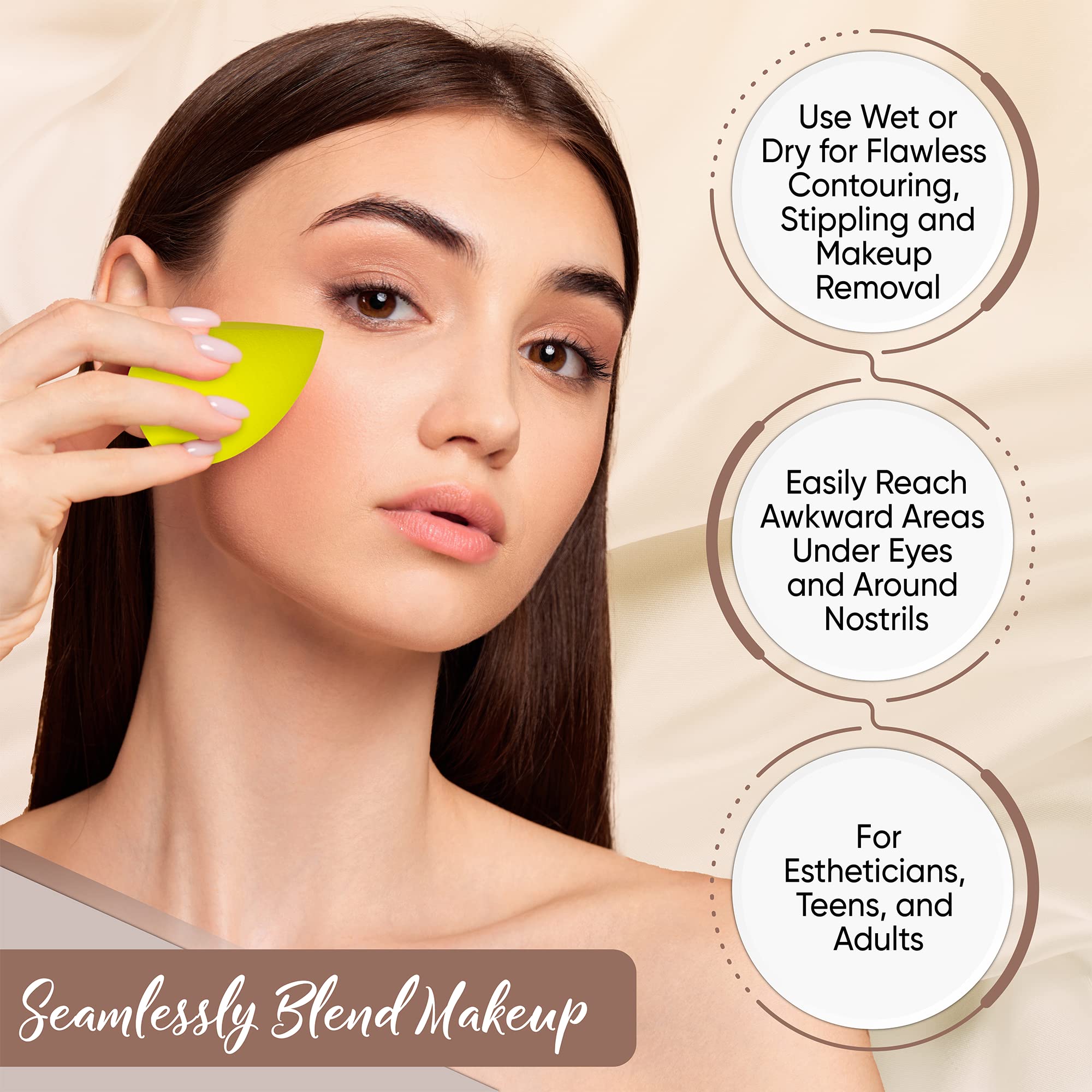 Kbey Cosmetics Makeup Sponges For Face - Beauty Sponge Set For Foundation And Contouring - Latex Free 7 Pc Facial Blending Spong