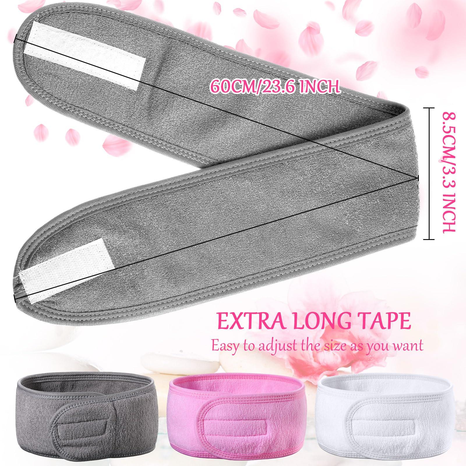 Hoteam 30 Pack Hairband, Polyester Facial Headband For Washing Face Makeup Headband For Shower Bath Sport Wrap, Adjustable Towel