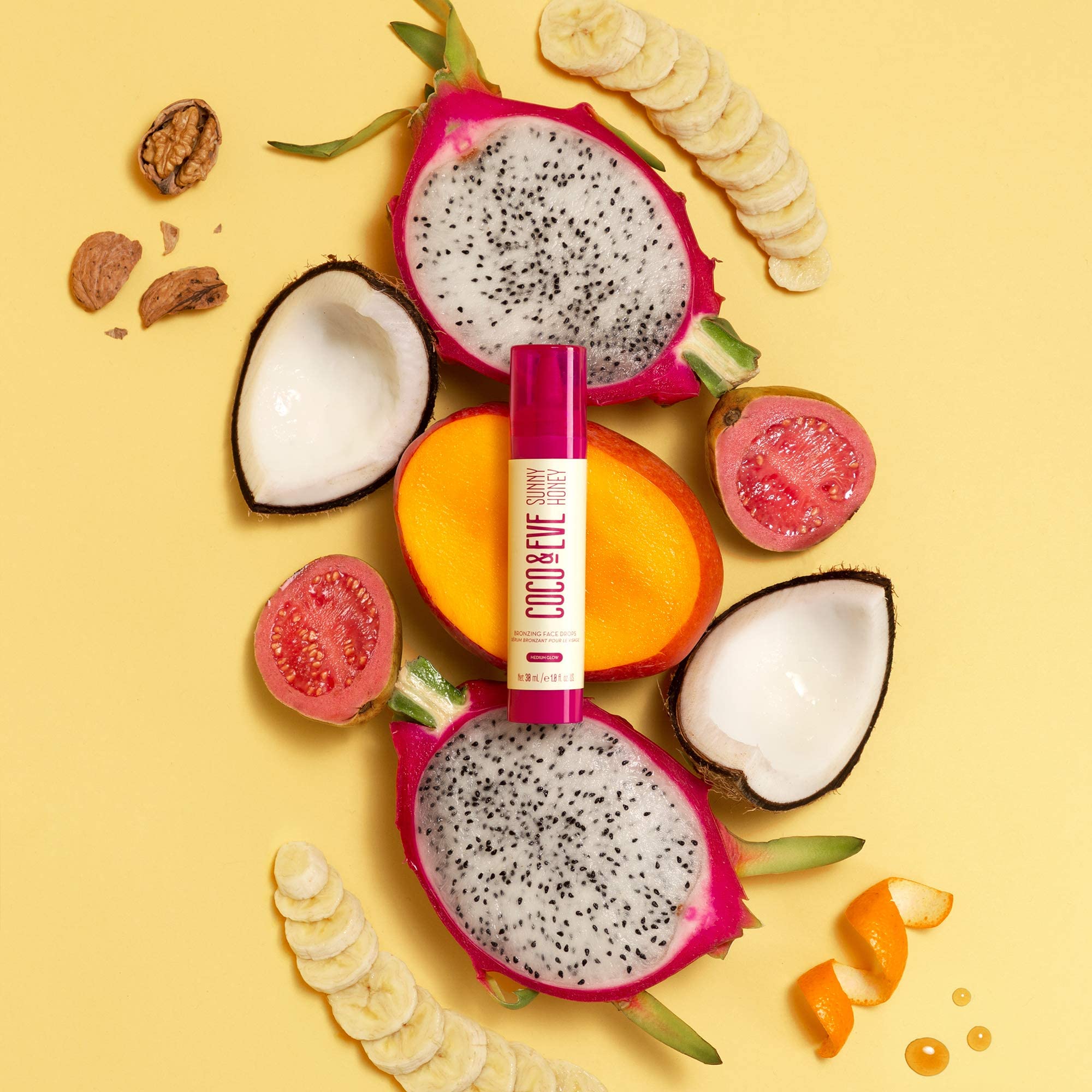 Coco & Eve Sunny Honey Bronzing Face Drops (Medium Glow) for Natural Self Tanning . Hydrating Hyaluronic Acid. Gradual Face Tann