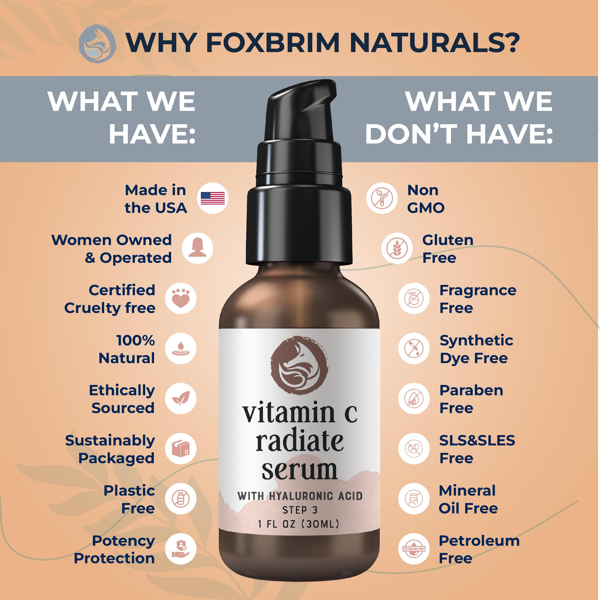 Vitamin C Face Serum - Anti Aging & Brightening Facial Serum - With Hyaluronic Acid Gotu Kola & Jojoba Oil - Natural & Organic -