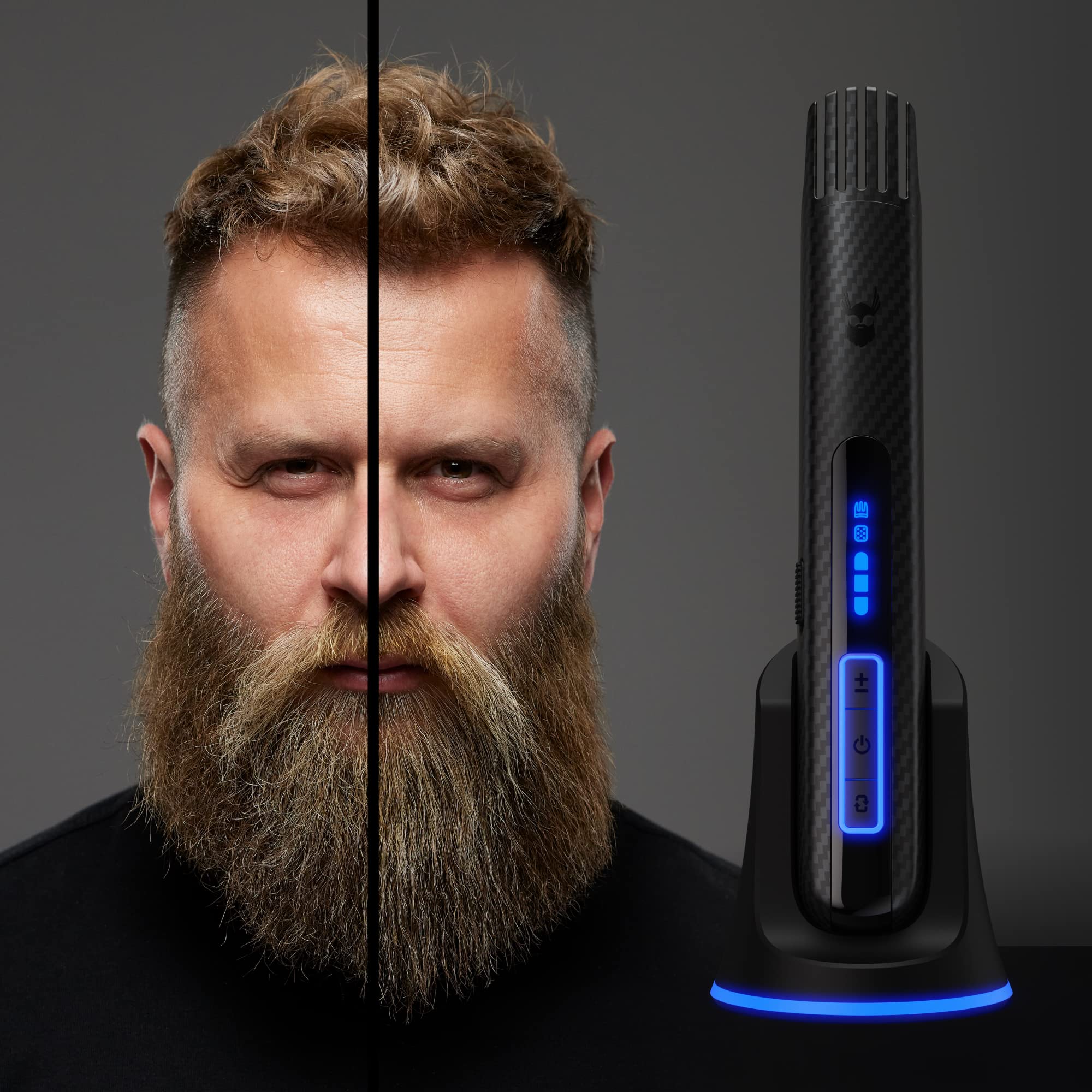 The Beard Struggle Carbon X - Heated Beard Brush + Beard Straightener For Men - Cordless Beard Brush & Straightening Comb - Rech