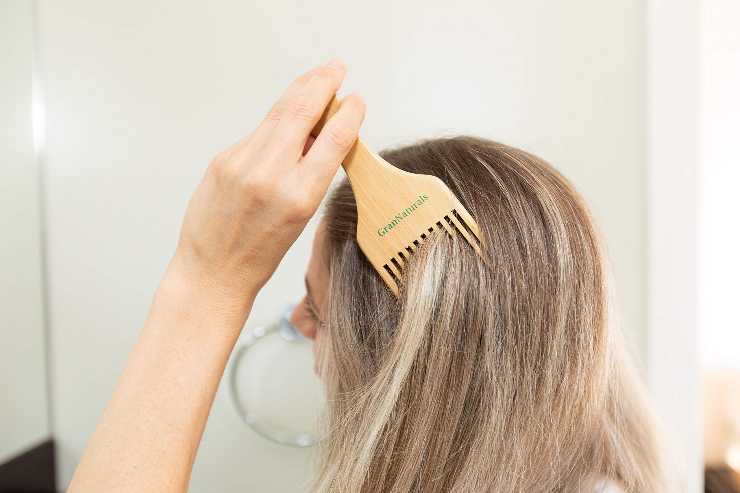 Grannaturals Wooden Comb & Hair Pick - Natural Wood Volumizing & Styling Tool For Thick, Coarse, Curly Hair - Non-Static Comb Fo