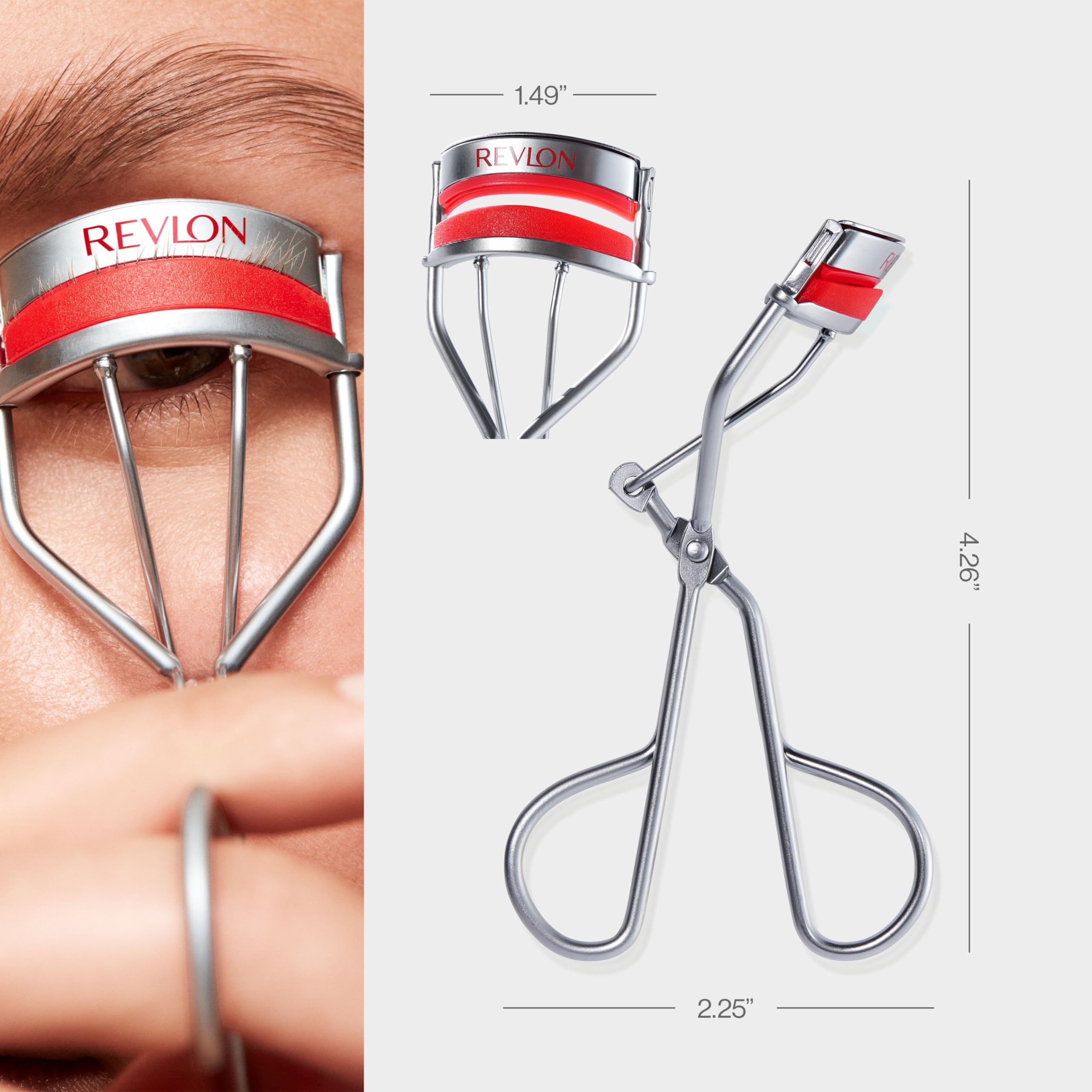 Revlon Triple-Stepped Lash Curler,Stainless Steel/Red