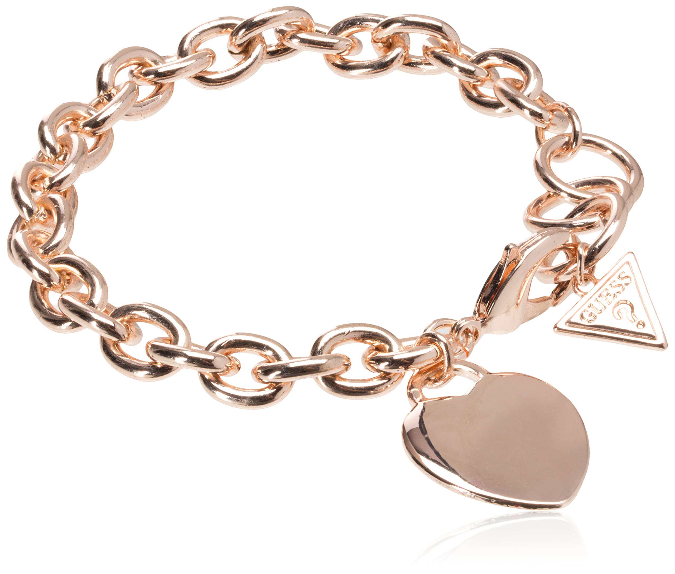 GUESS Basic Rose Gold G Logo Heart Link Bracelet