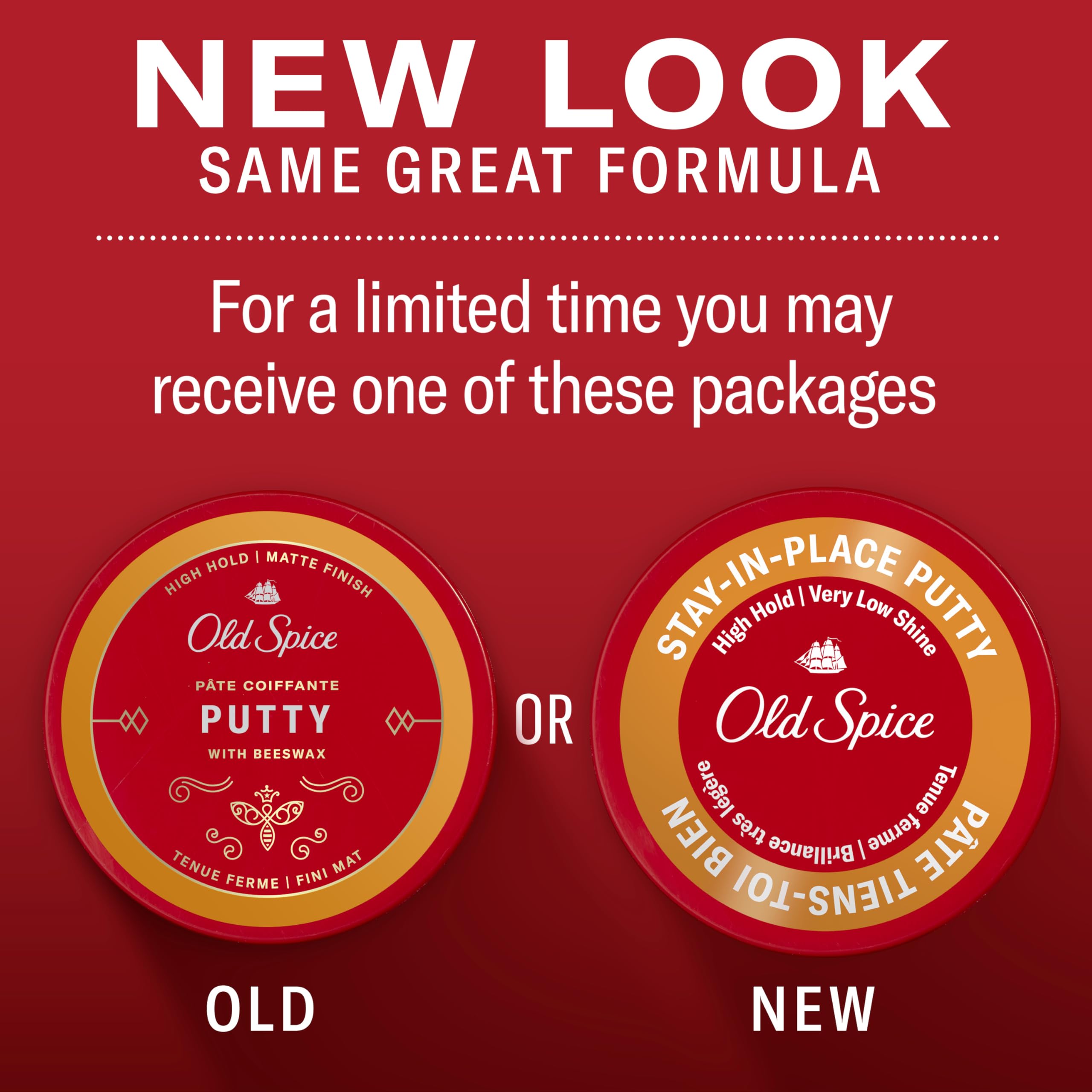 Old Spice Stay-In-Place Hair Styling Putty for Men, High Hold with Very Low Shine, 2.22 oz