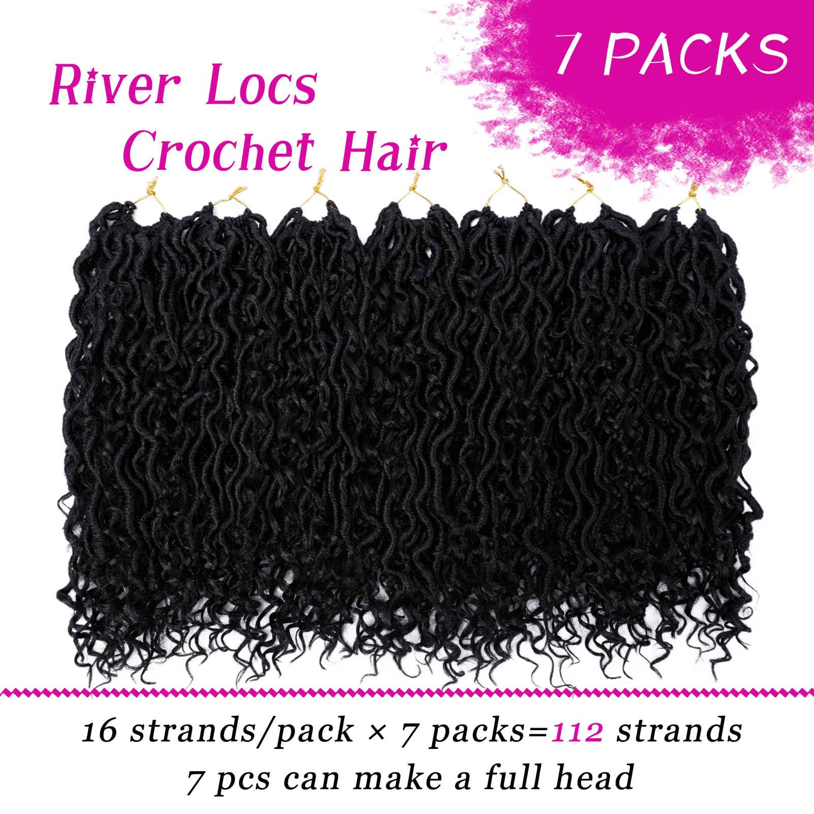 Goddess Locs Crochet Hair 14 Inch 7 Packs Boho Faux Locs Crochet Hair for Black Women Pre Looped Crochet Locs with Curly Ends (#
