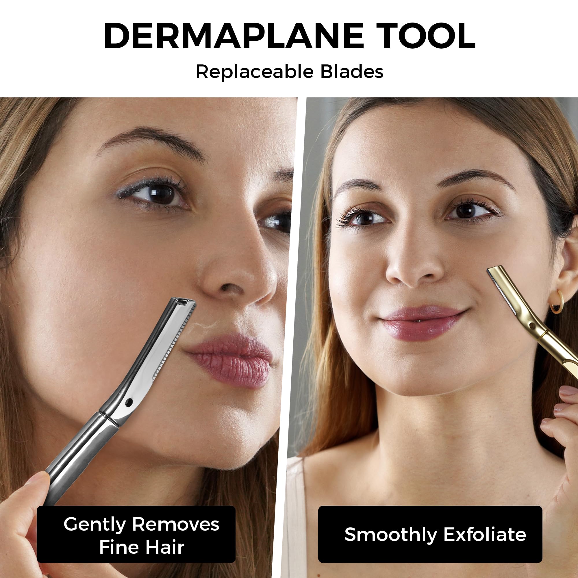 Zomchi Dermaplaning Razor Refills, Set Of 10 Replacement Blades (Wide Distance), Metal Dermaplane Razor Refills, Plastic Free Ey