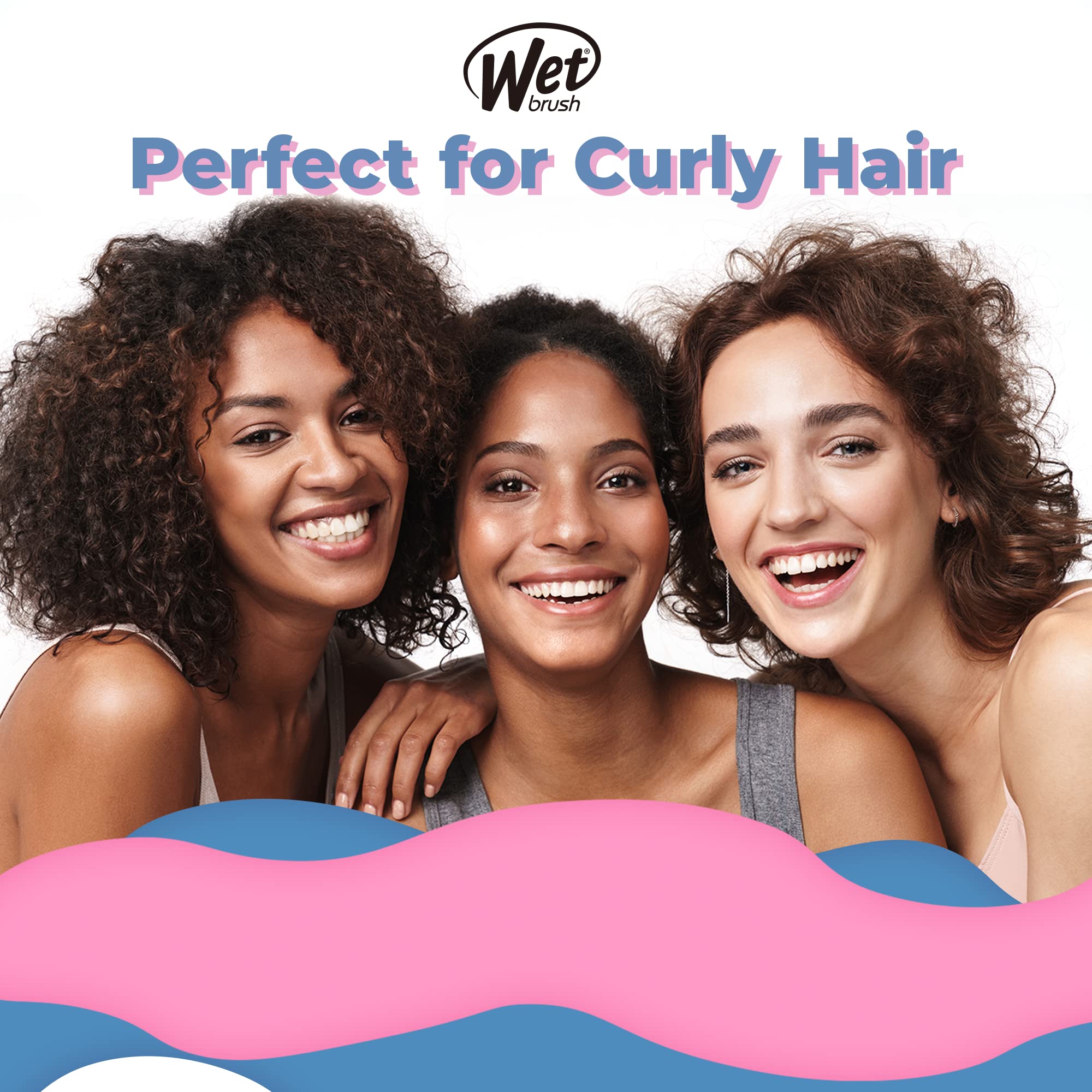 Wet Brush Curl Detangler Hair Brush - Ultra-Soft IntelliFlex Bristles, Pale Pink, 1 Count, Model BIO830CURL