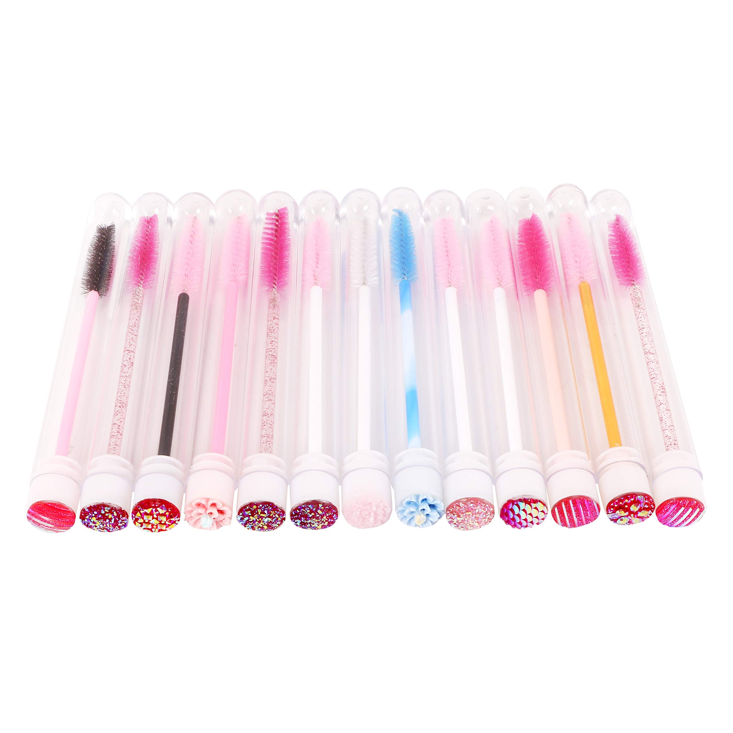 60 Pcs Pink Lash Disposable Mascara Brushes Diamond Eyelash Spoolies Makeup Brush Mascara Wand In Sanitary Tube Lash Supplies