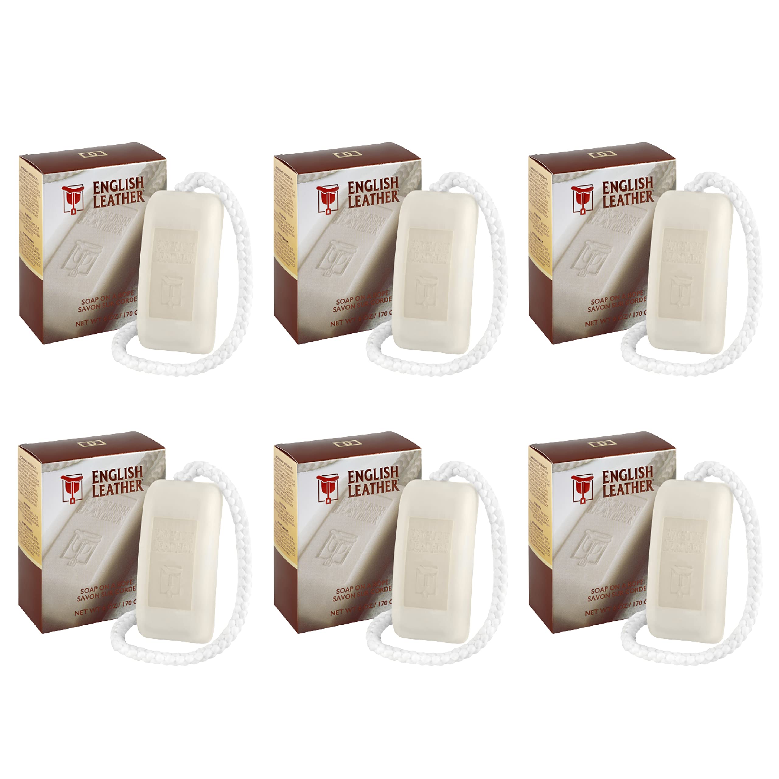 Dana English Leather Soap On A Rope for Men (6 Pack)