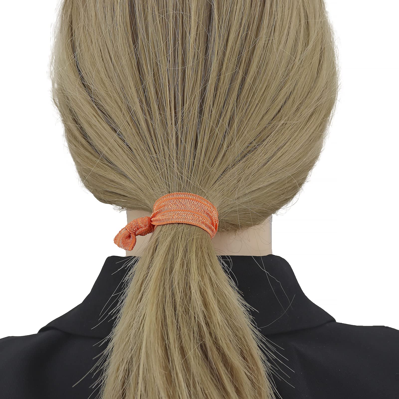 50 Pack Solid Color Knotted Hair Ties - No Crease Hair Ponytail Elastics For Women And Girls (Orange)