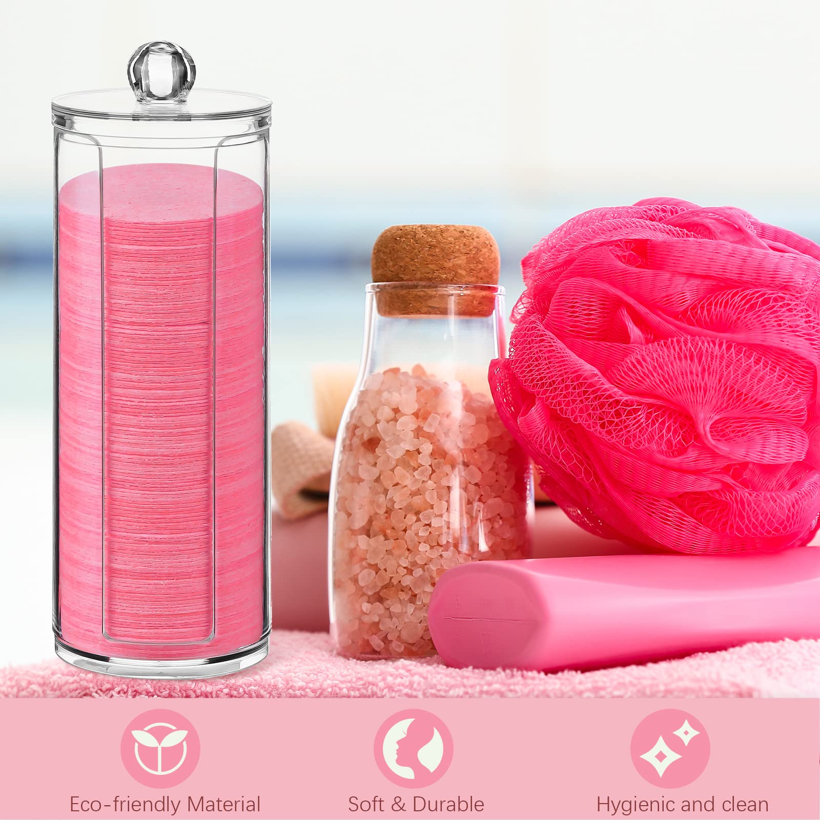 Sieral 120Pcs Compressed Facial Sponges Disposable Natural Face Sponges Round Soft Pads With Container For Washing Face Cleansin