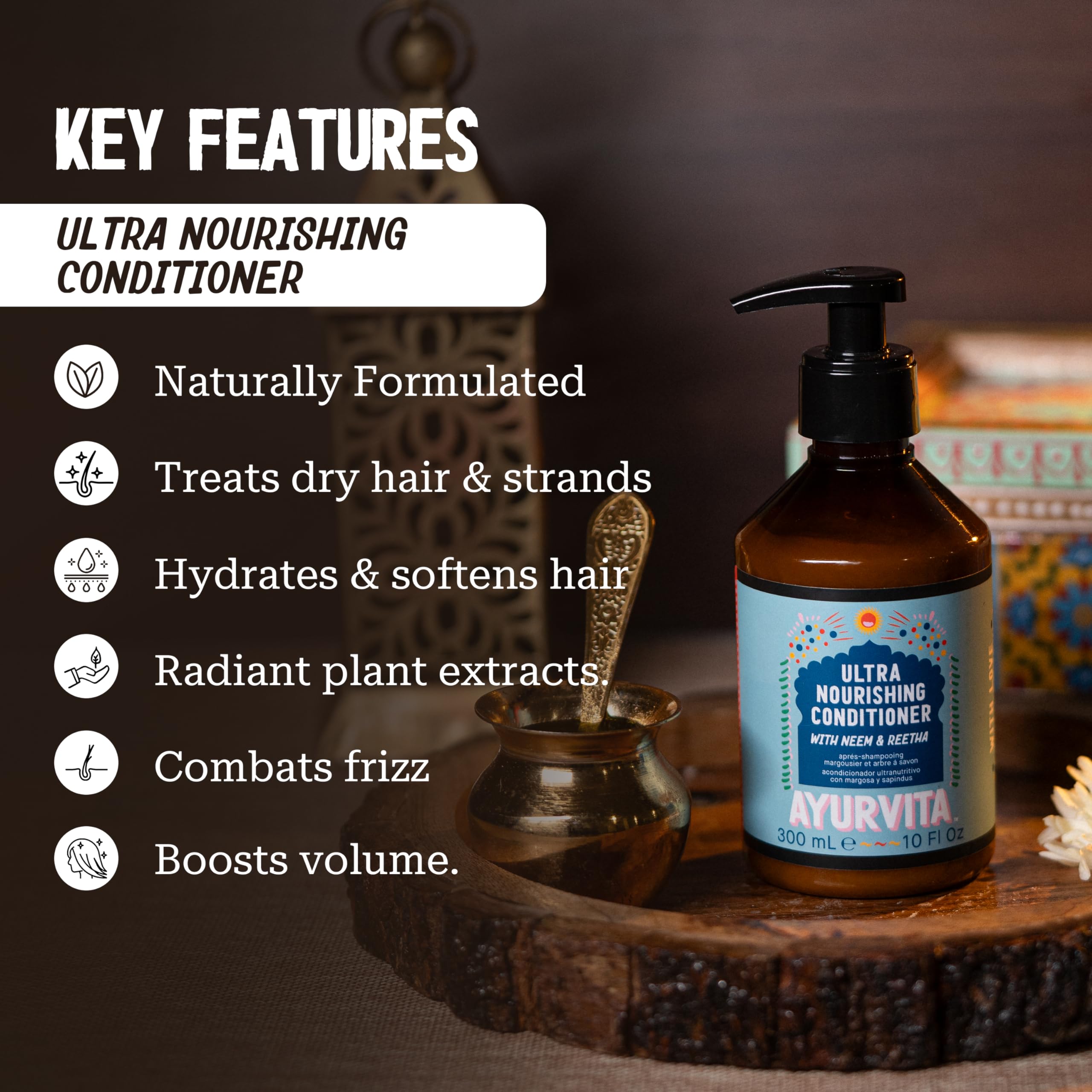 Ayurvita Conditioner - Natural Nourishing Dandruff Conditioner - Hair Care With Neem & Reetha - Ayurvedic Daily Hydrating Condit