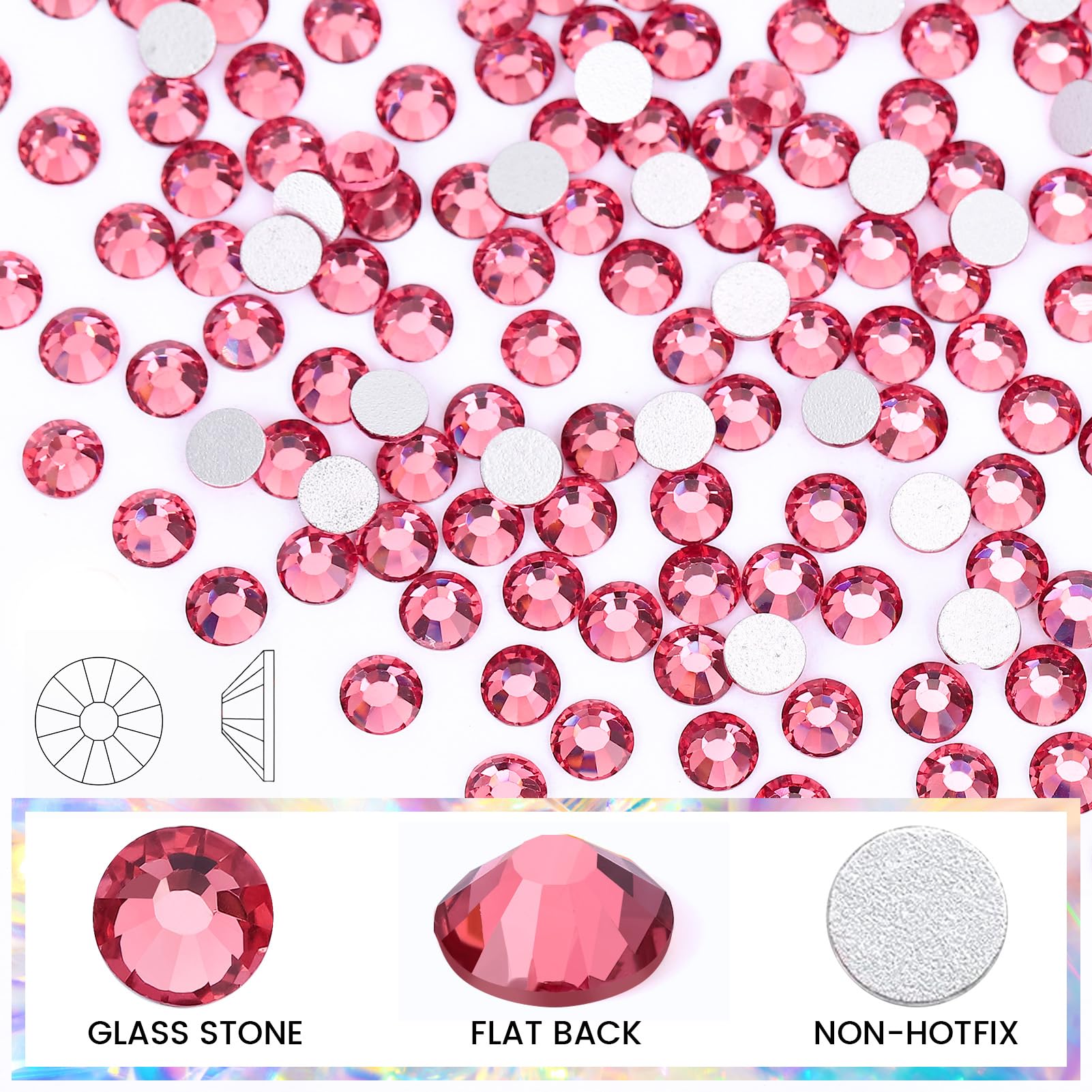 Rhinestones Non Hotfix Flatback Rhinestones for Crafts Glass Nail Rhinestones Nail Gems Crystals Rhinestones for Makeup Bags Sho