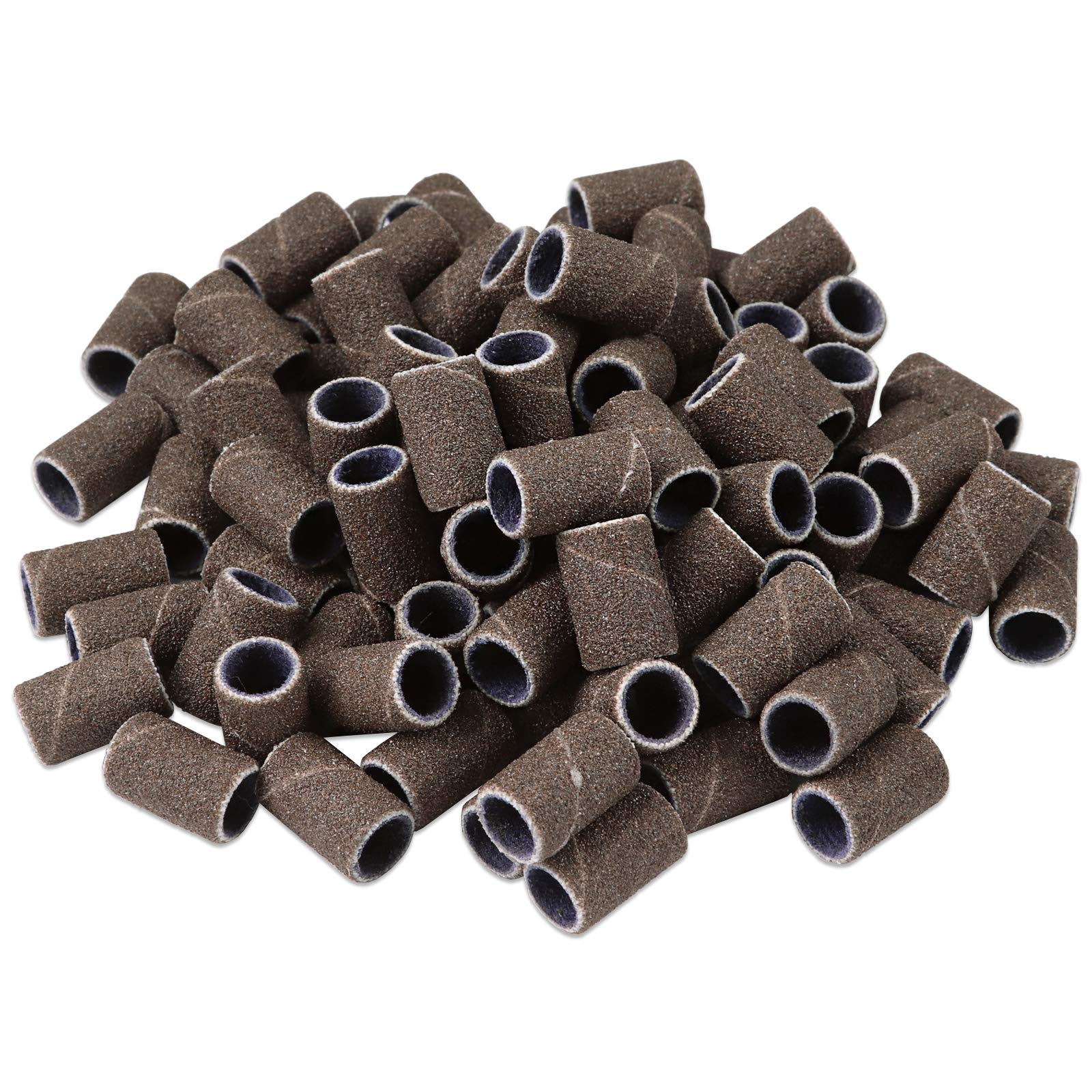 100 Pcs Large Brown Nail Drill Bits Sanding Bands For Nail Drill 150 Coarse Grit - Nail File For Acrylic Nail Gel Manicures Pedi
