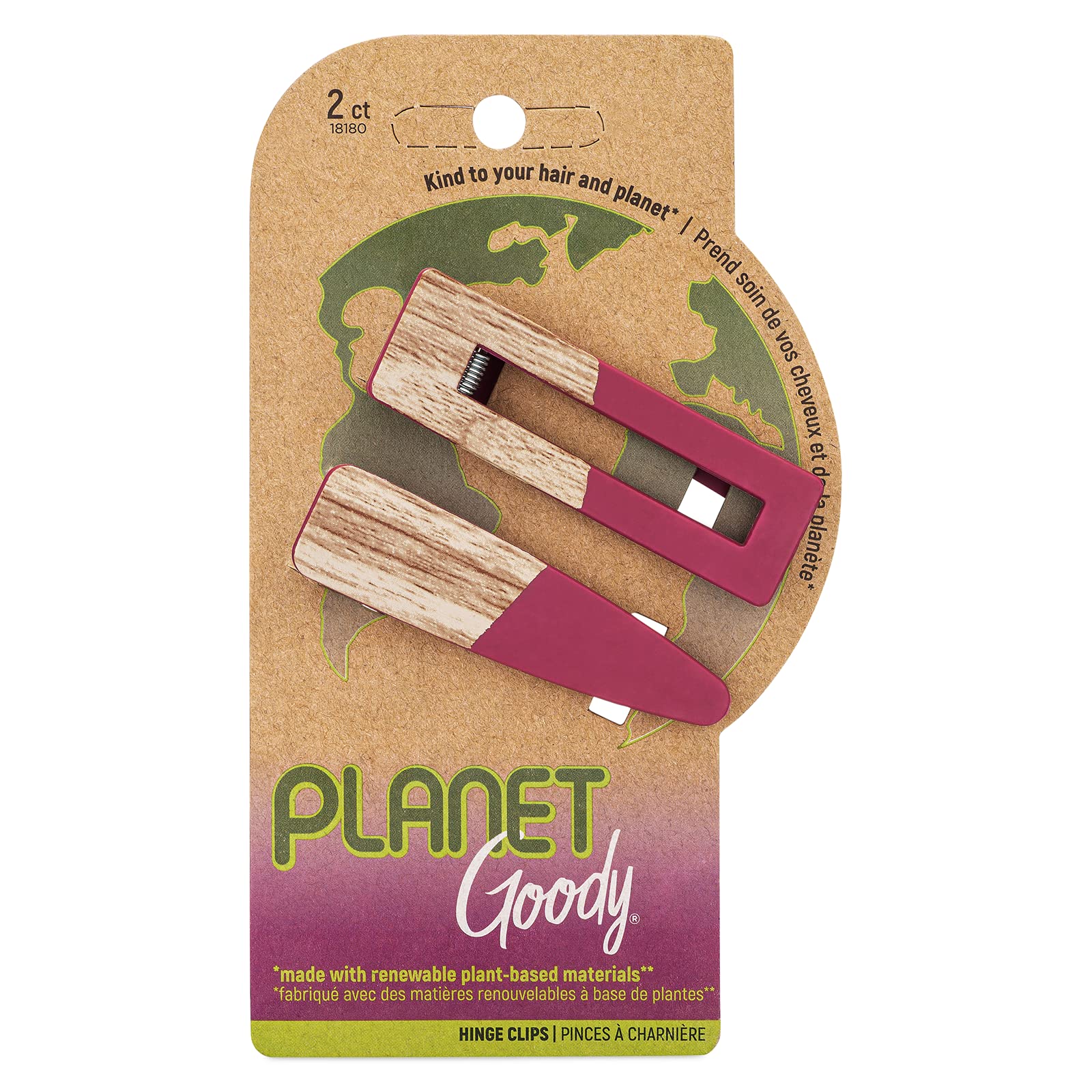 GOODY Planet Hinge Hair Clips - 2 Count,Maroon - Slideproof Grip to Style With Ease - Hair Accessories for Men,Women,Boys & Girl