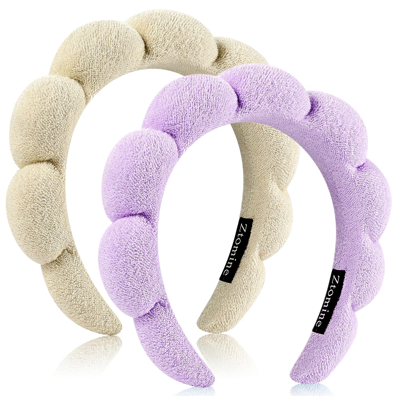 Ztomine Spa Headbands, Set of 2, Terry Cloth Headband for Washing Face or Facial, Puffy Makeup Headbands for Face Washing, Mask,