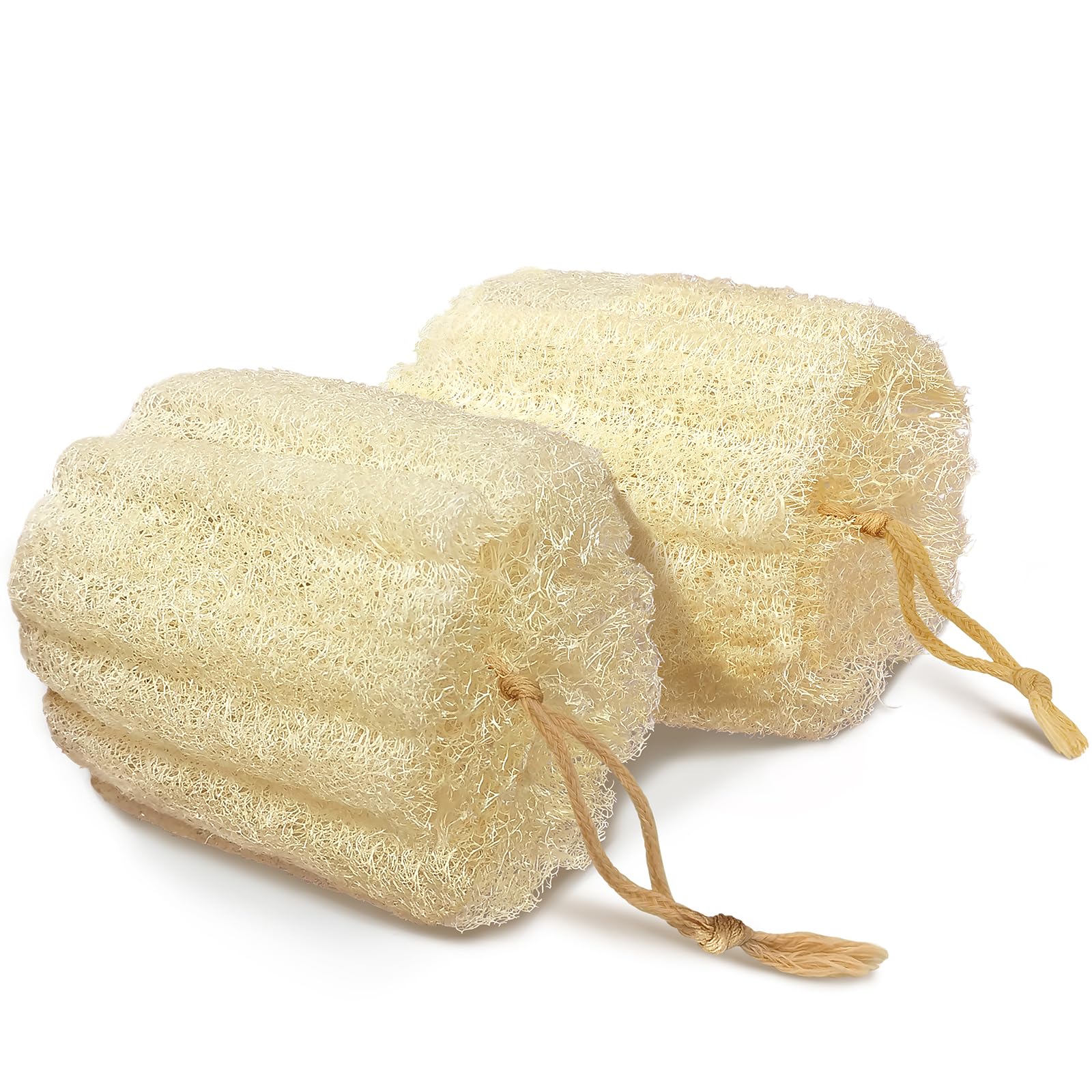 Natural Shower Loofah Sponge, Bath Exfoliating Loofa Body Scrubber, Soft And Easy Foaming Spa Luffa Sponges (2Pack)
