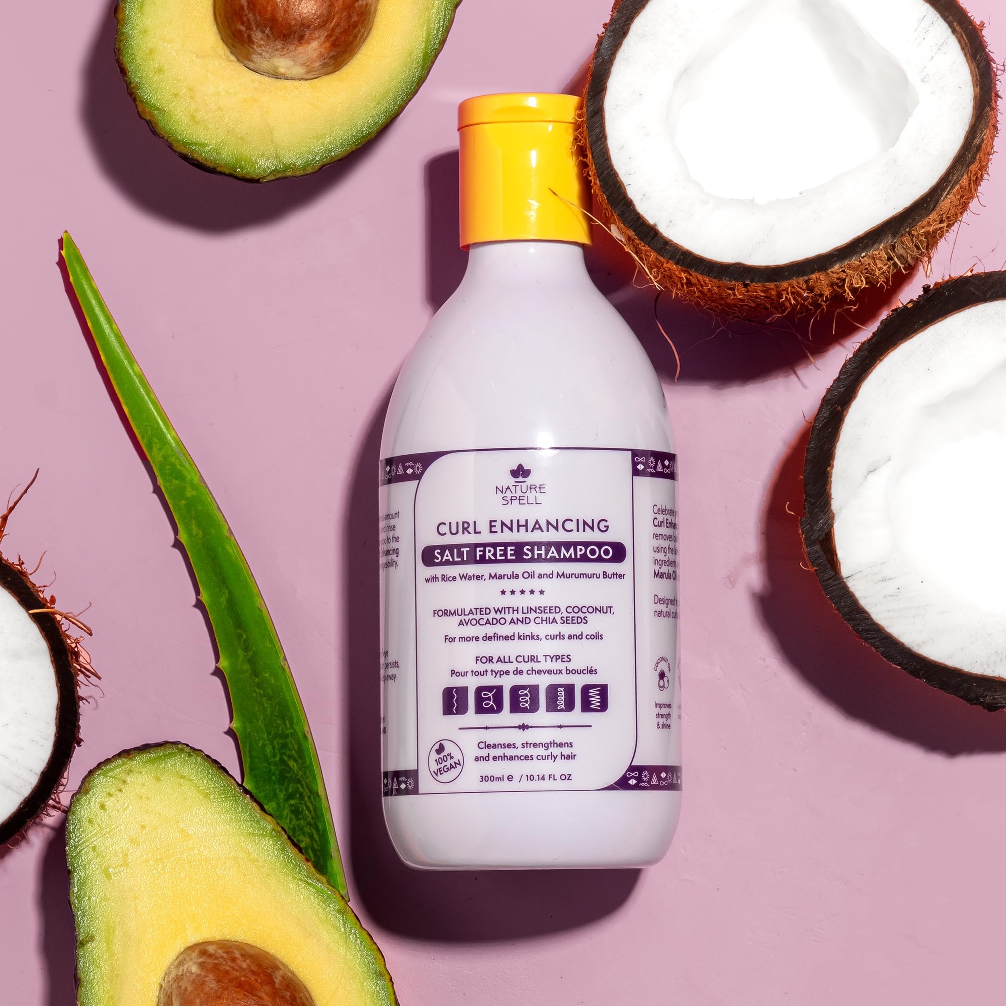 Nature Spell Curl Enhancing Shampoo for Curly Hair, 10.14 Fl Oz, Curl Shampoo Infused with Rice Water and Linseed