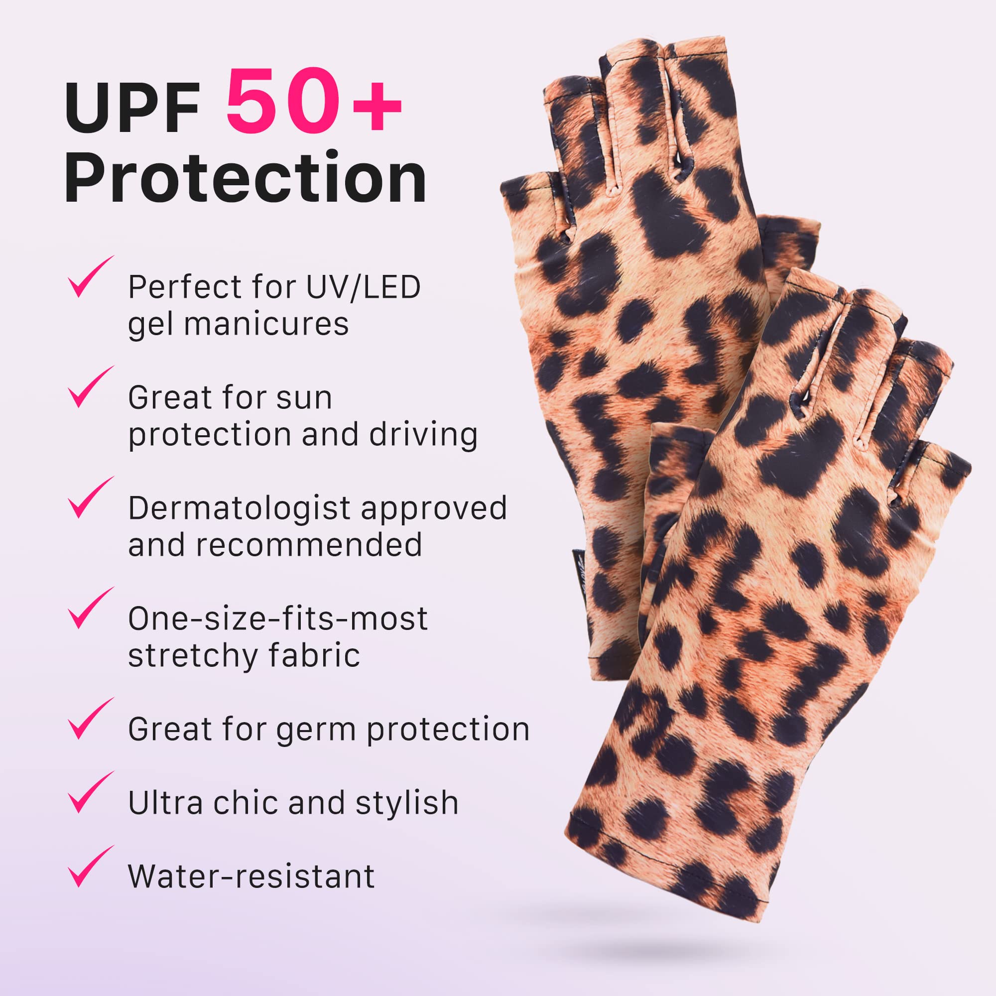 ManiGlovz - Original UPF 50+ UV Light Protection Nail Gloves | Gel Manicure & Anti UV Fingerless Gloves for Women | Marble Pink