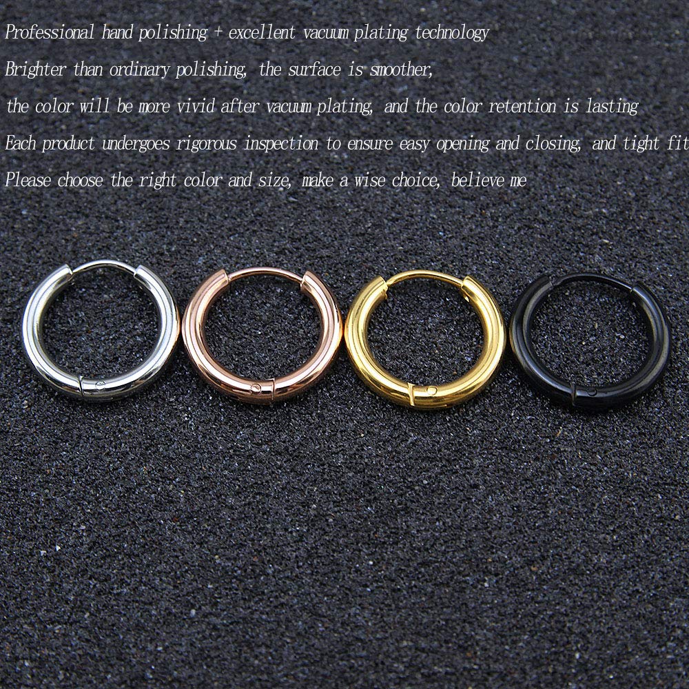 316L Surgical Stainless Steel Huggie Hoop Earrings 10mm Hypoallergenic Earrings Hoop Cartilage Helix Lobes Hinged Sleeper Earrin