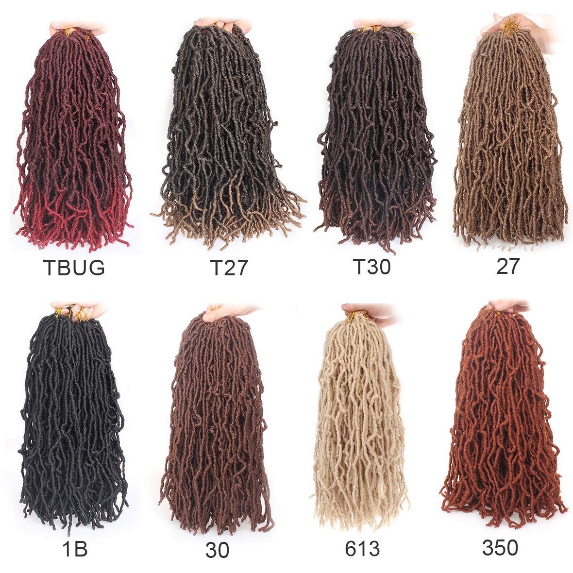 Leeven 18 Inch New Soft Locs Crochet Braids Hair 350# Pre-looped Curly Locs Braiding Hair 7 Packs Ginger Goddess Locs Hair Exten