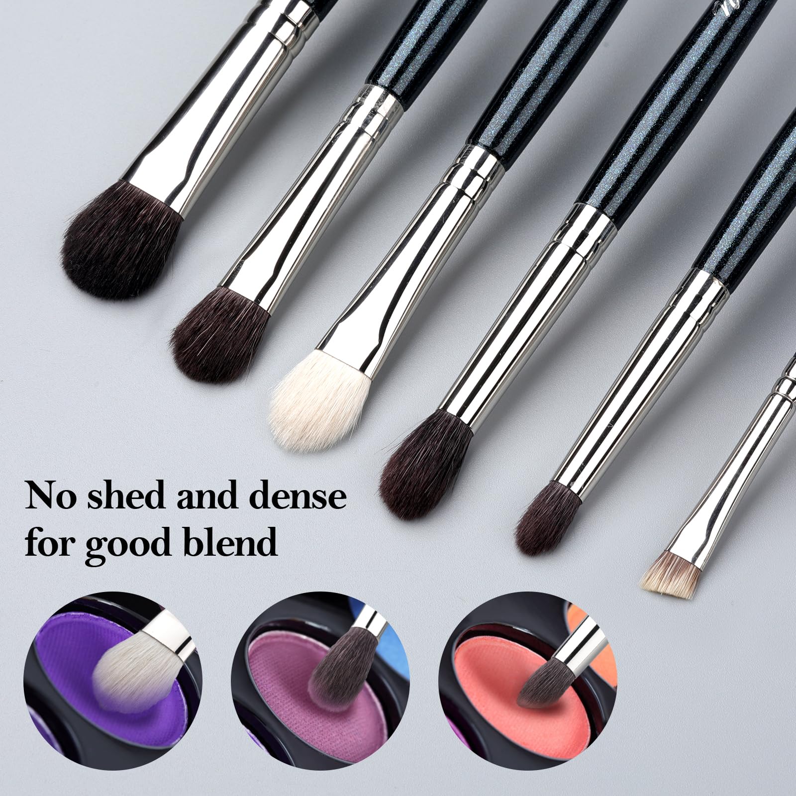 Evrchgiea Natural Goat Hair Eye Makeup Brush Set, 6 Pcs Professional Blending Eyeshadow Makeup Brushes For Concealer Eyebrows Ey