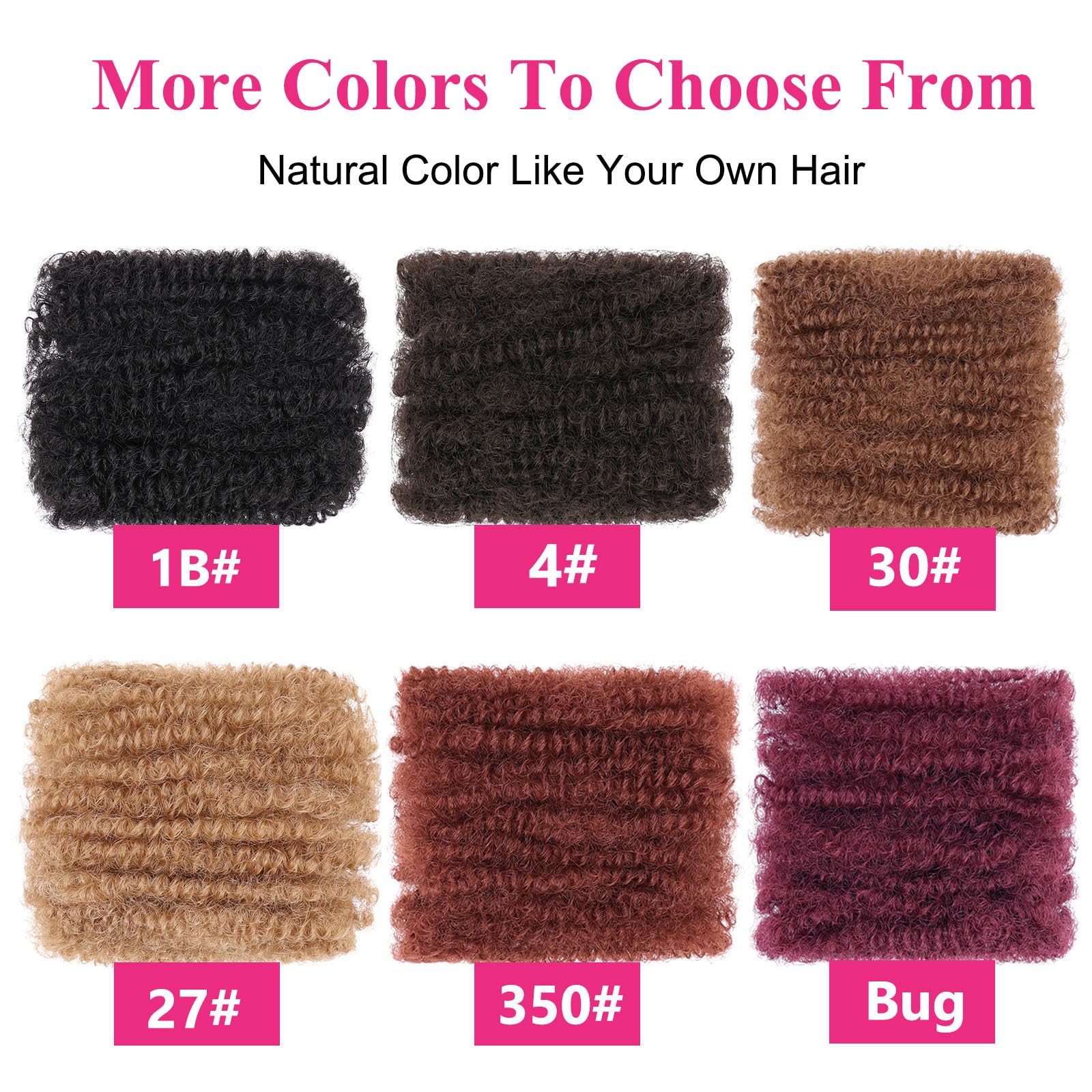 Unionbeauty 16 Inch 3 Packs Afro Kinkys Bulk Hair For Micro Twist Natural Black Synthetic Afro Kinky Curly Braiding Hair For Loc
