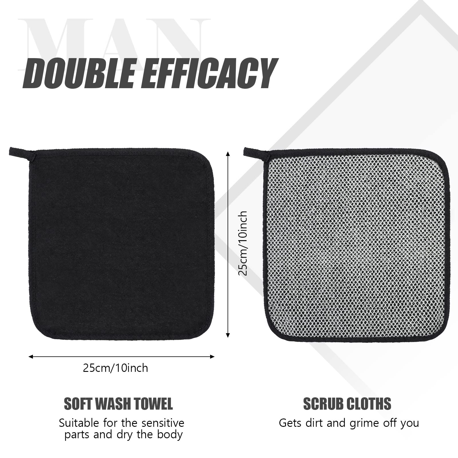 Tudomro Exfoliating Washcloths 10 Pcs Double Sided Scrub Cloths 10x10 Inch Black