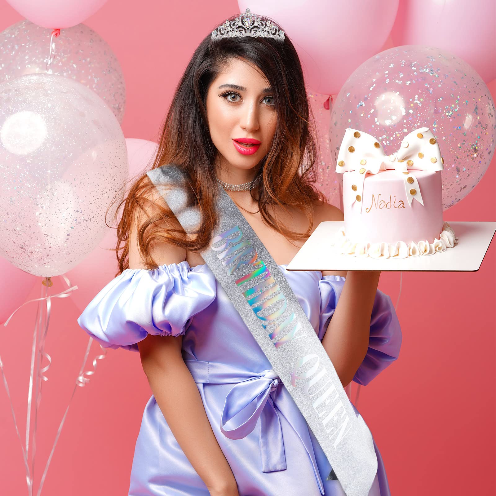 'Birthday Queen'' Sash & Crystal Tiara Kit Cocide Birthday Silver Tiara And Crowns For Women Birthday Sash For Girls Birthday D