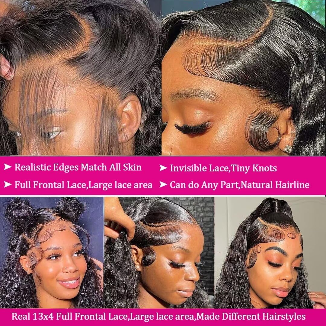 Lemoda 210% Density 13X4 Full Frontal Lace Wigs 12A Curly Human Hair Wig 13X4 Hd Transparent Frontal Wig 26 Inch Deep Wave Wig H