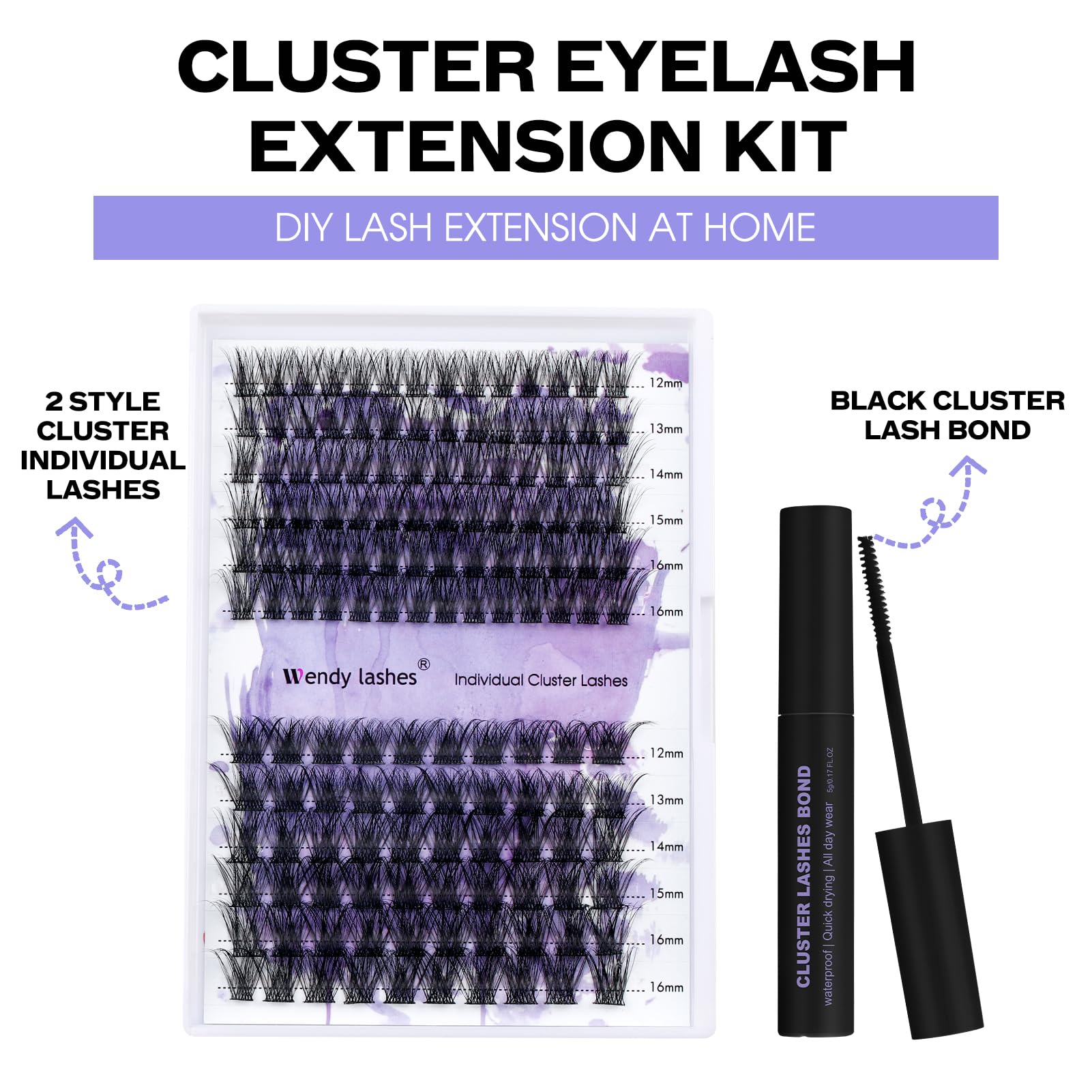 Diy Lash Extension Kit Cluster Lashes Kit Cluster Eyelash Extensions Individual Cluster Lash Glue Eyelash Cluster With Super Hol