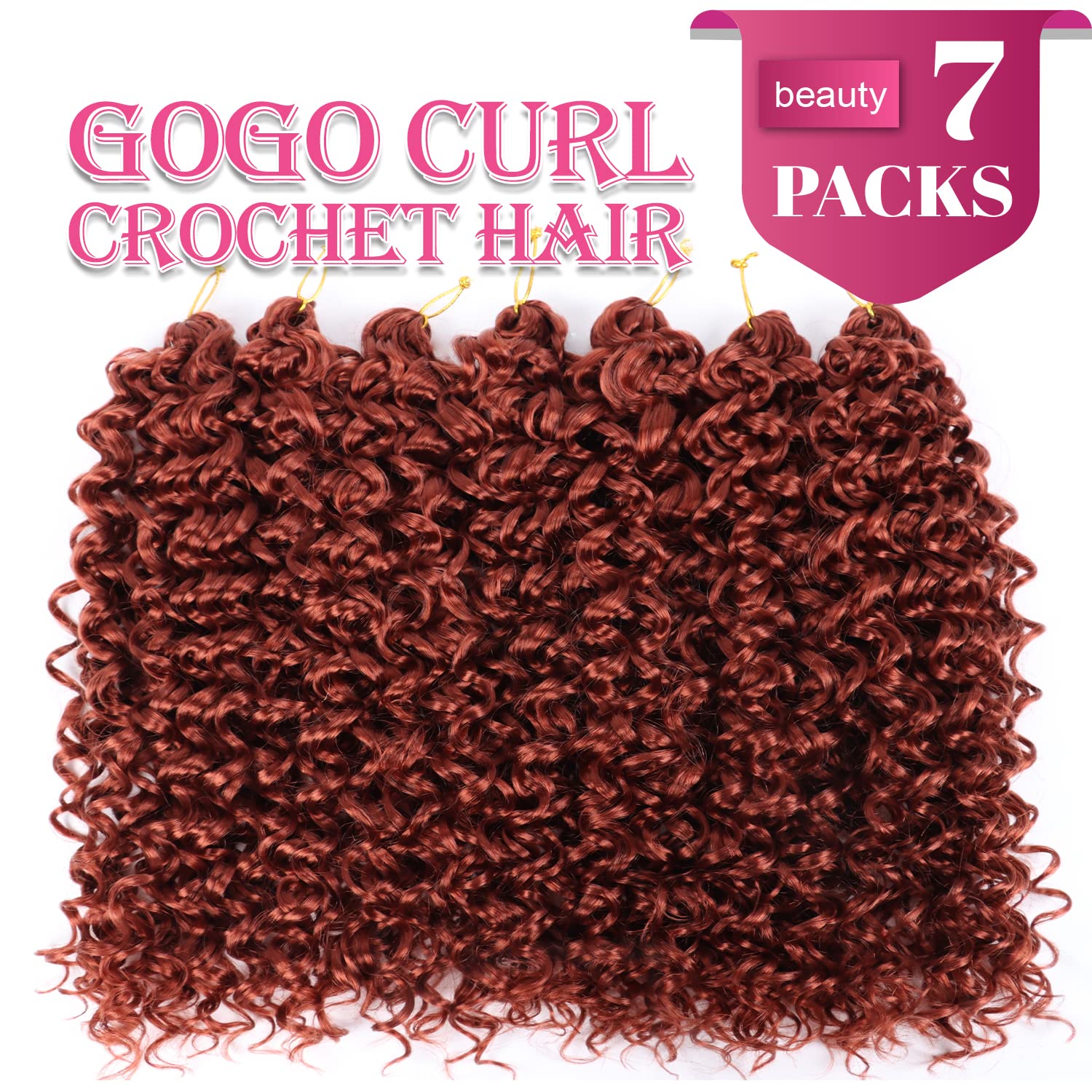 Gogo Curl Crochet Hair 7 Packs Curly Crochet Deep Wave Crochet Hair 14 Inch Curly Hair Crochet For Women Beach Curl Crochet Hair