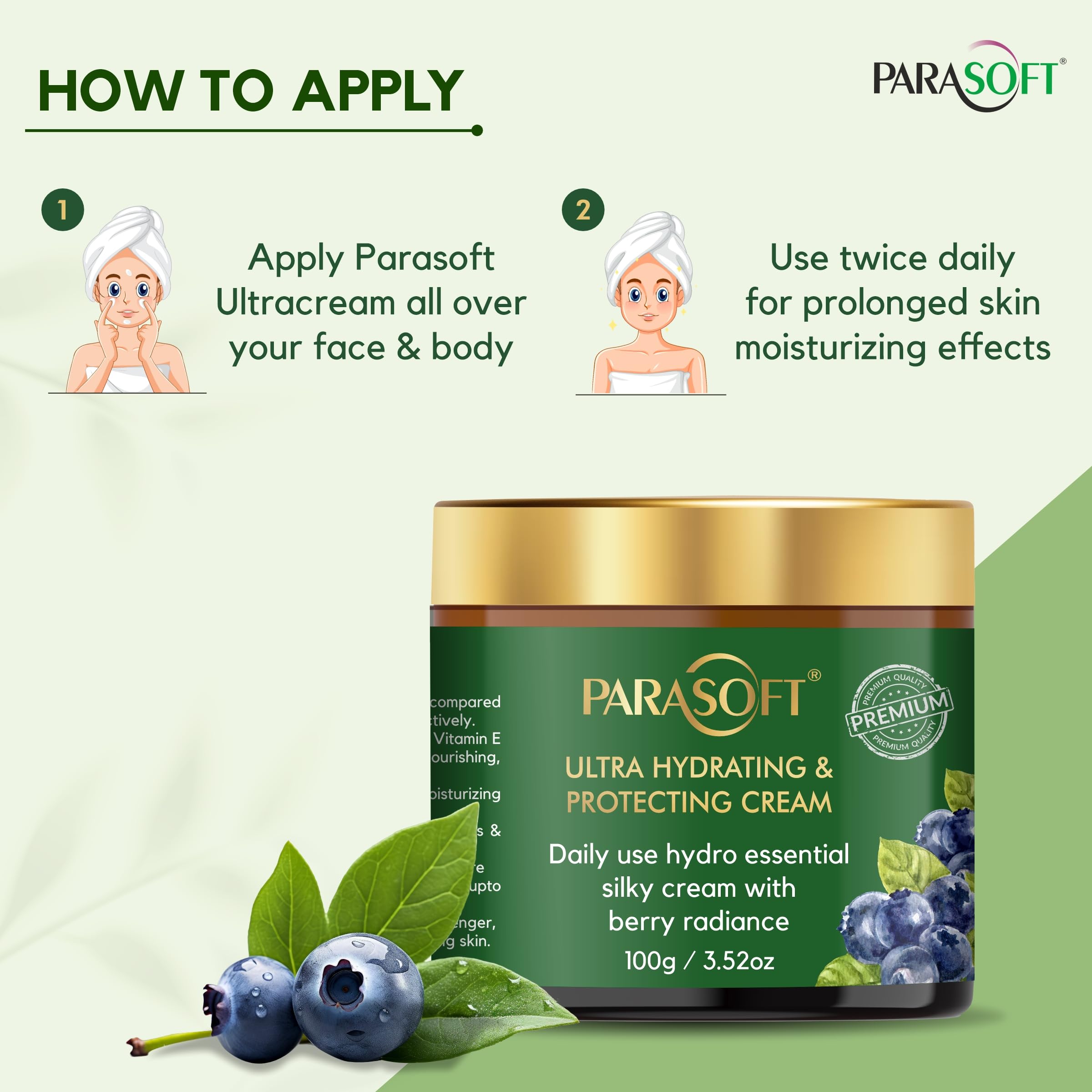 Parasoft Ultra Hydrating and Protecting Cream for Long Lasting Moisturizing, Packed With Natural Ingredients - 100 gm