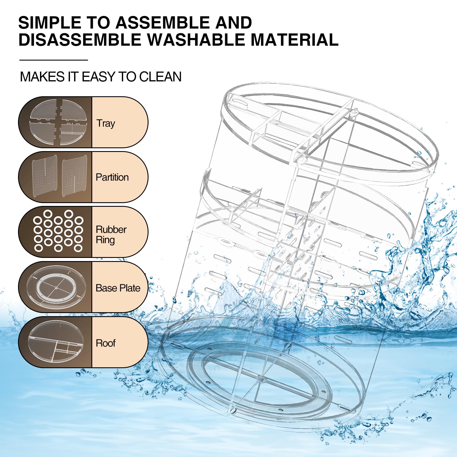 Famitree 360 Rotating Makeup Organizer, Diy 7 Adjustable Layers Spinning Holder, Large Capacity Cosmetic Storage Box Skincare Pe