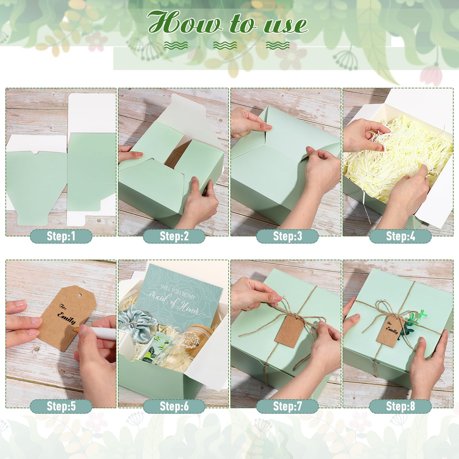 Teenyyou 60 Pcs Bridesmaid Proposal Gifts Bridesmaid Box Set, Maid of Honor Gifts Include Box Glass Cup Candle Cards Scrunchies