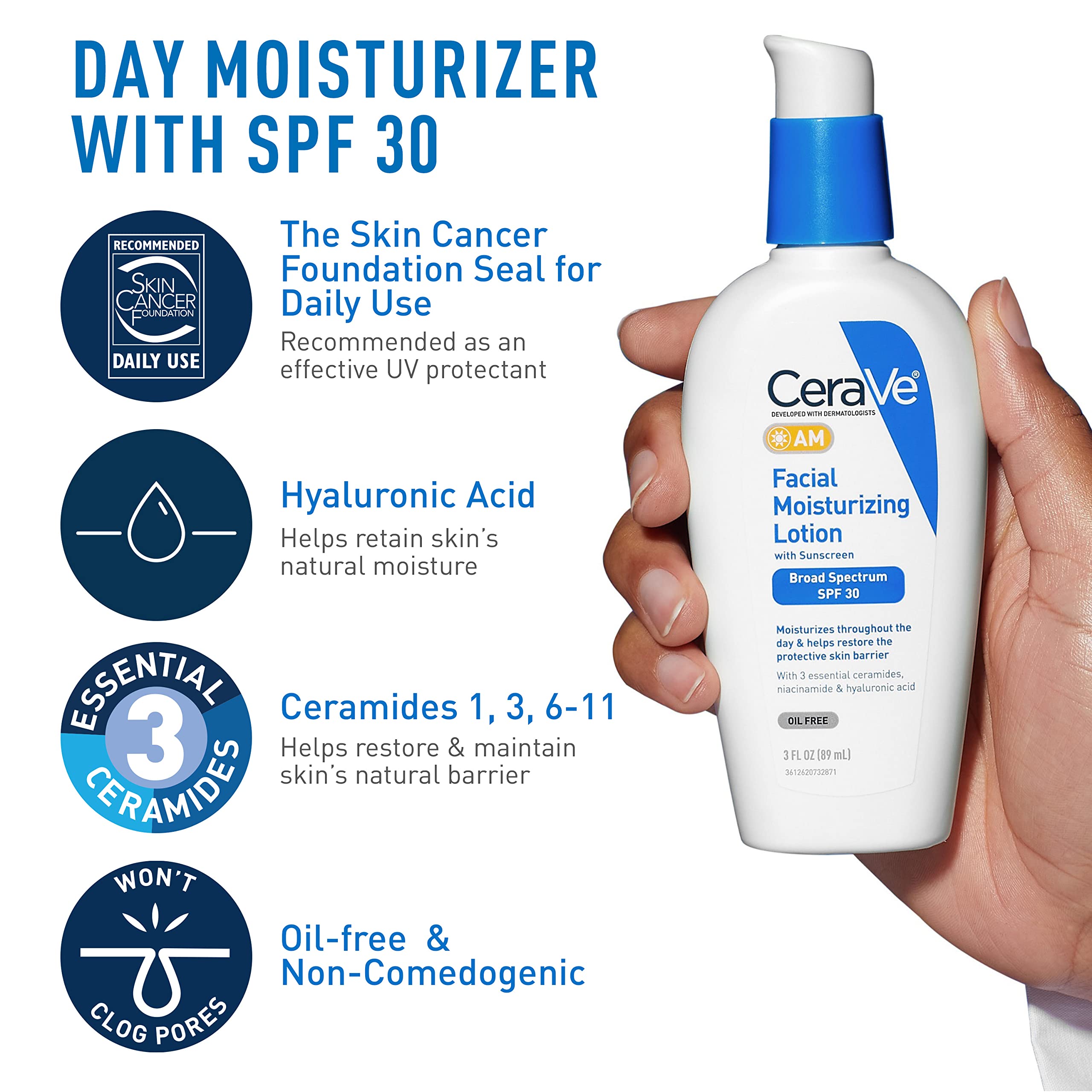Cerave Am Face Moisturizer With Spf, Pm Face Moisturizer & Hydrating Face Wash Skin Care Routine For Morning & Night | Travel Si