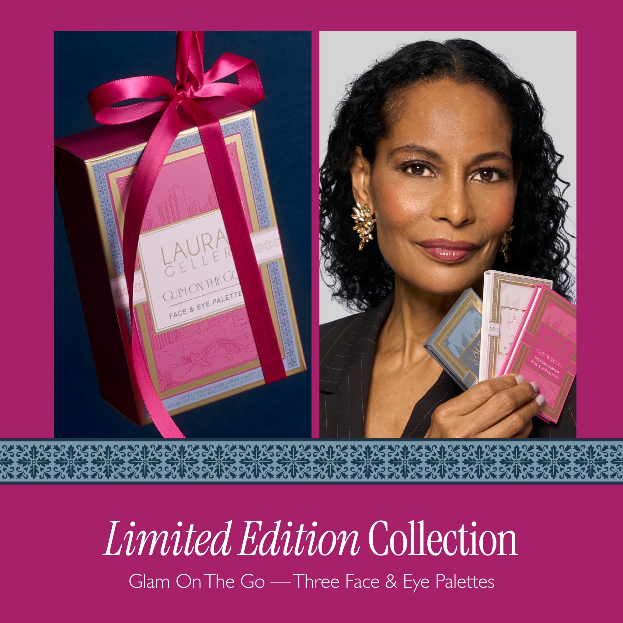 LAURA GELLER NEW YORK Glam On the Go Eyeshadow & Blush Palettes - Each Set Includes Three Palettes - Ready for Gifting - Easy to
