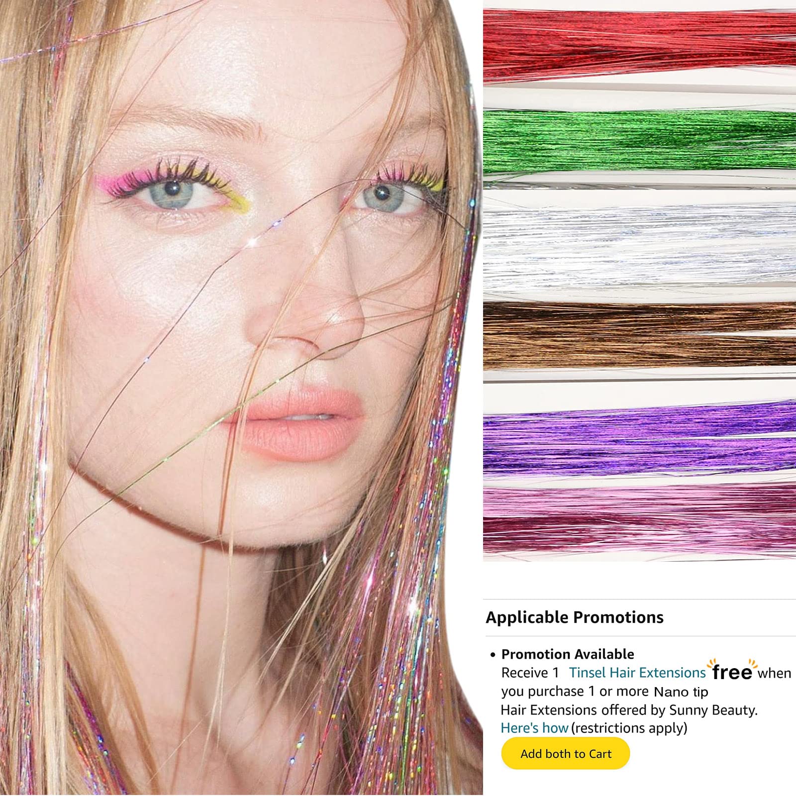 [Keep Texture] Sunny Nano Human Hair Extensions Black Nano Hair Extension Beads Jet Black Hair Extensions Nano Ring Natural-look