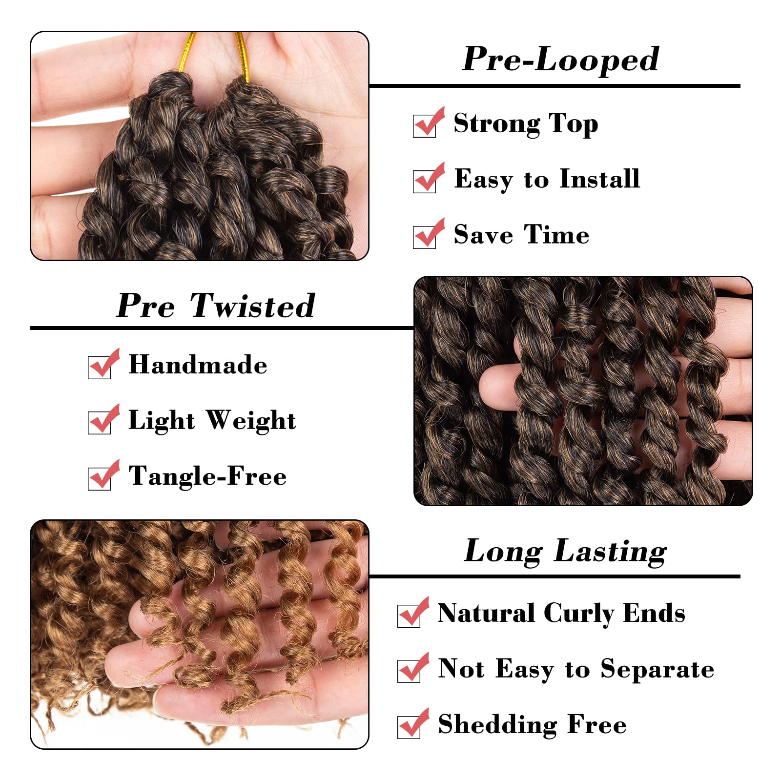 Leeven 16 Inch Pretwisted Passion Twist Hair 8 Packs Ombre Honey Blonde Pre Looped Corchet Braids For Women Bohemian Synthetic H