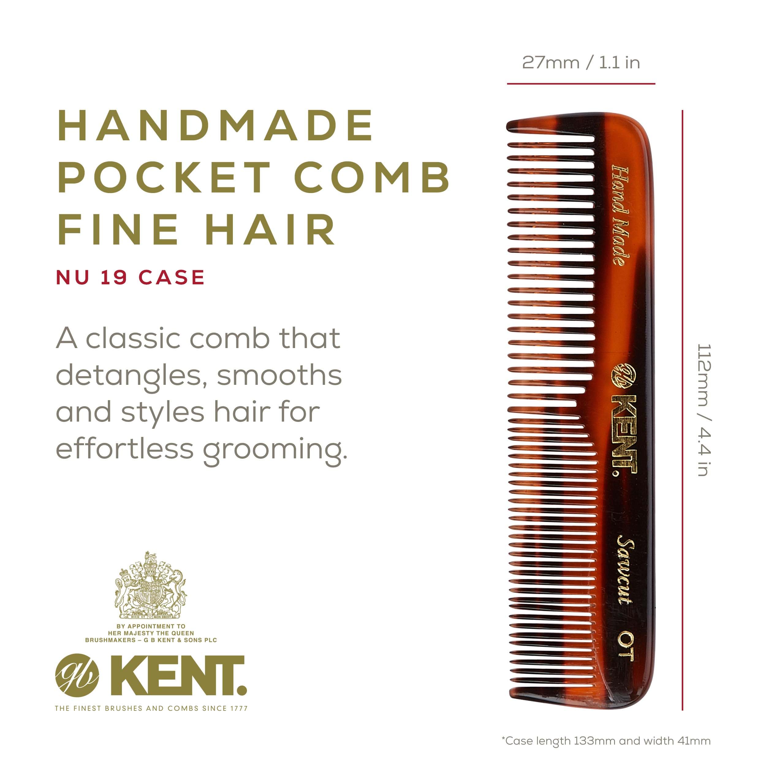 Kent NU19 Gift Set, with OT Fine Tooth/Wide Tooth Pocket Comb for Hair, Mustache and Beard for Men, Women and Kids. Travel Set w