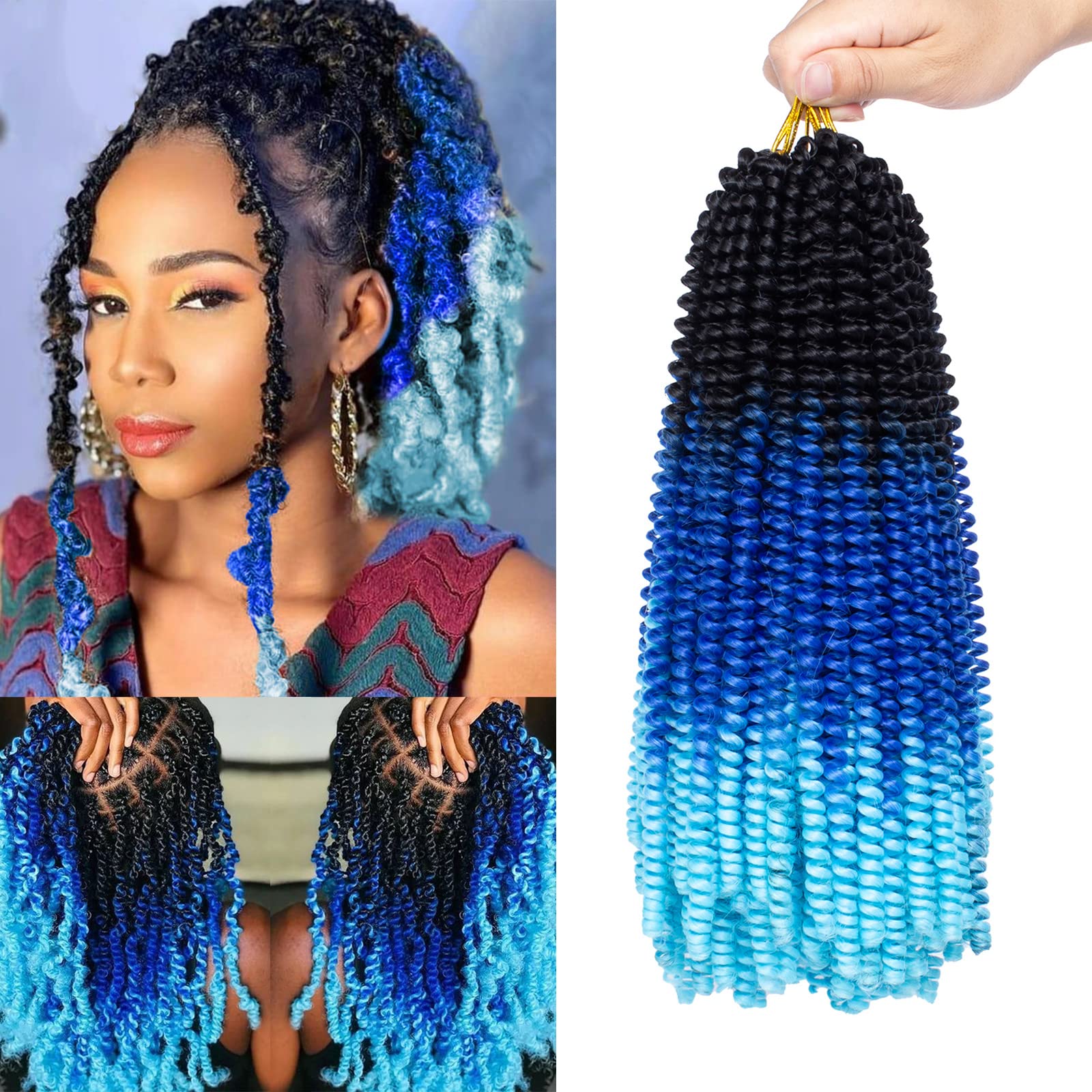 Xtrend 12 Inch 2 Packs Spring Twist Hair For Butterfly Faux Locks Crochet Braiding Hair Synthetic Fluffy Hair Extension For Blac
