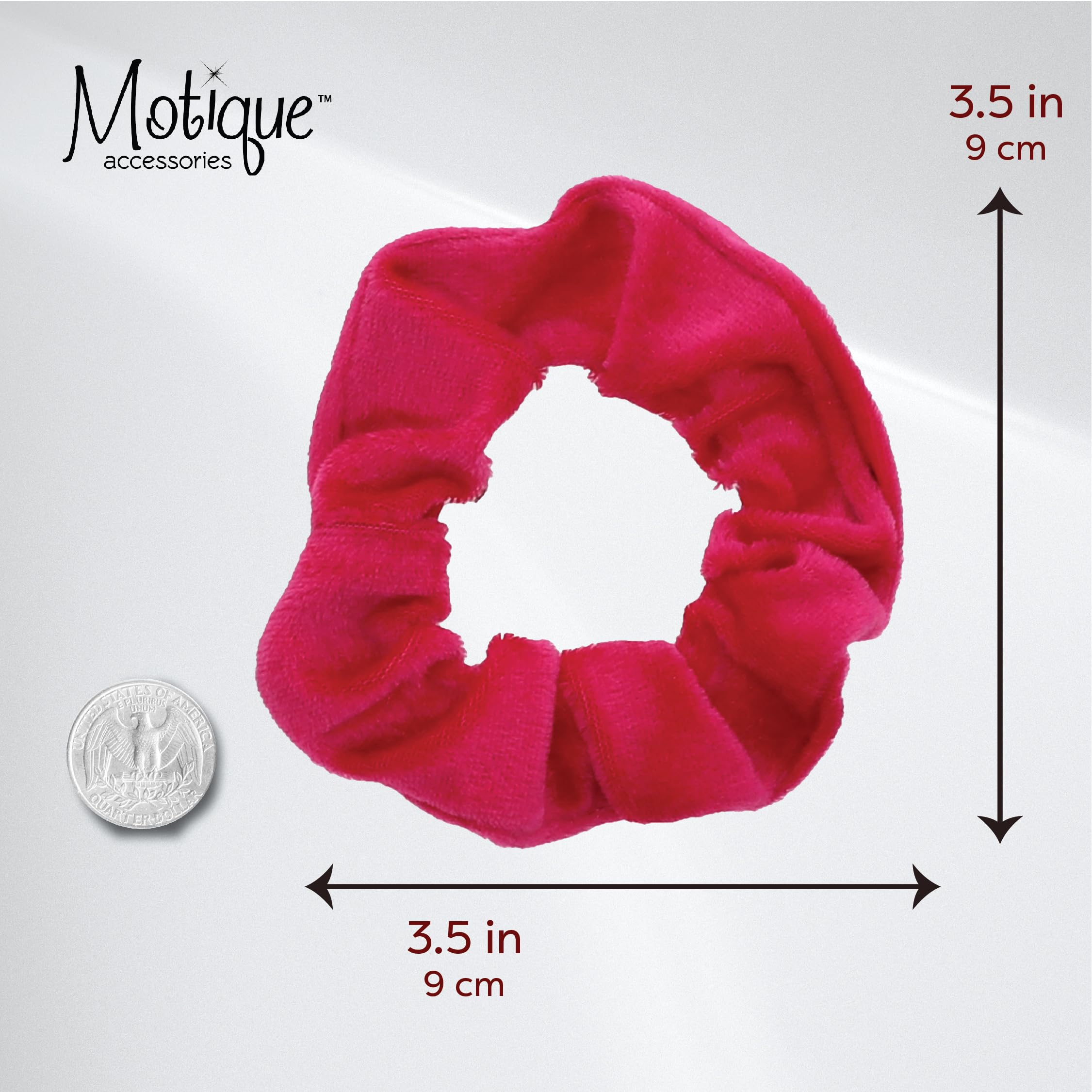 Velvet Solid Scrunchies - Set Of 2-Hot Pink