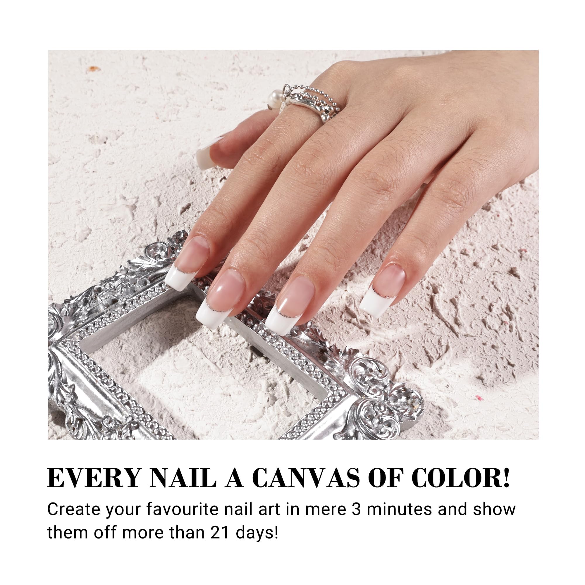 Melodysusie 30Pcs Semi Cured Gel Nail Strips (White French)- Works With Nail Lamp, Salon-Quality, Long Lasting, Easy To Apply &