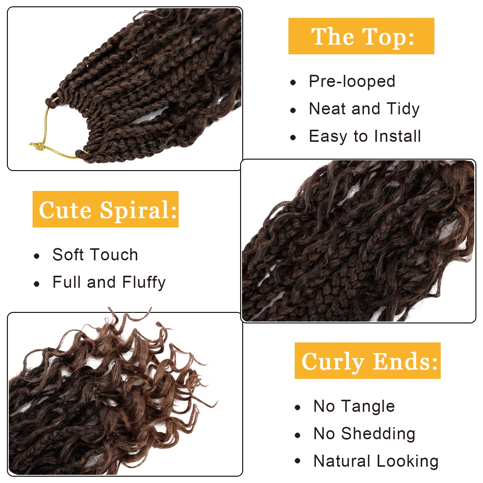 Goddess Box Braids Crochet Hair For Woman 12 Inch 7Packs Short Pre-Looped Crochet Box Braids Curly Ends Bohemian Hippie Braids S
