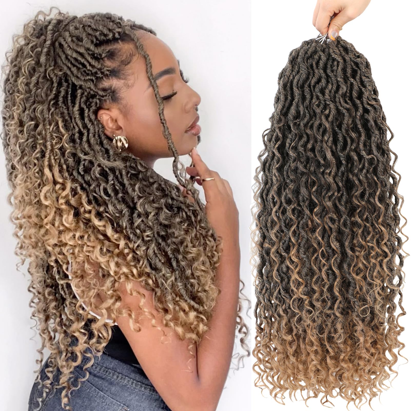 Forevery Goddess Locs Crochet Hair 22 Inch Faux Locs Crochet Hair 6 Packs Pre Looped Crochet Hair for Black Women,Crochet Boho L