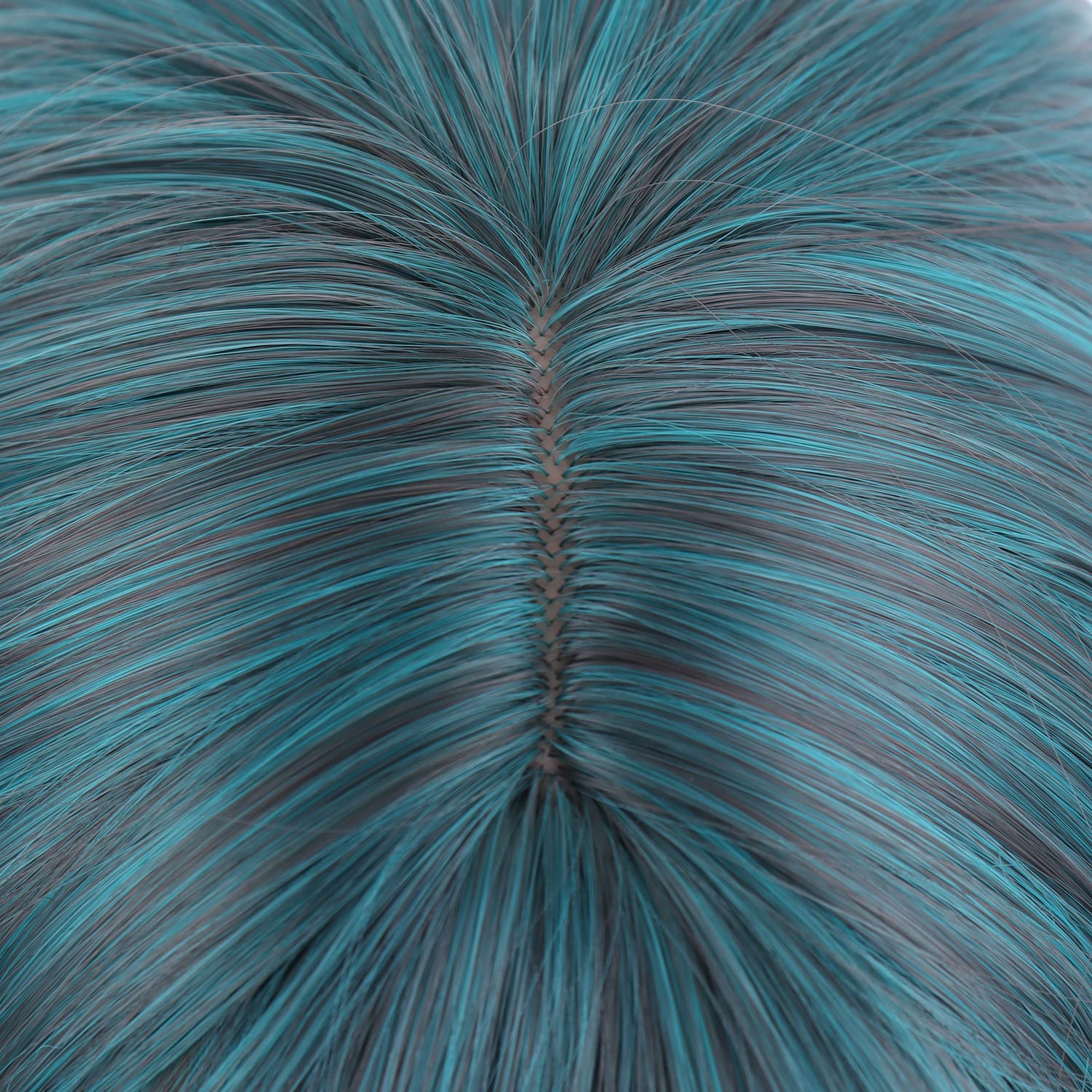 PATTNIUM Mixed Blue Wig Women Short Wavy Wig Teal Wig with Bangs Teal Blue Bob Wig Women Girls Heat Resistant Synthetic Fiber Co